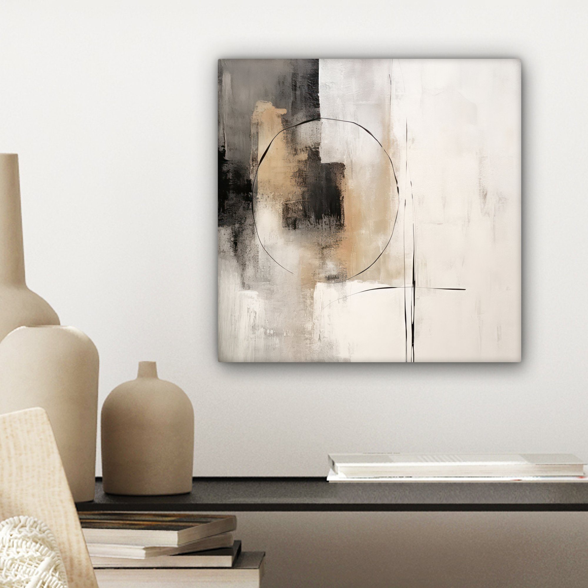 OneMillionCanvasses® Leinwandbild Kunst Leinwand für Wohnzimmer Grau Bilder Schlafzimmer, (1 cm St), 20x20 - Abstrakt - - Industriell