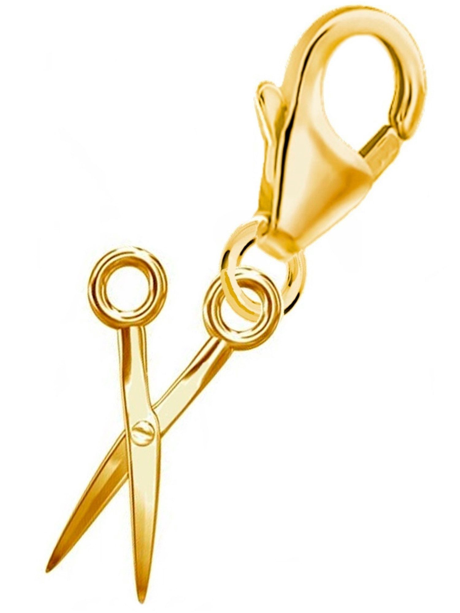 Goldene Hufeisen Charm-Einhänger Schere Karabiner Anhänger 925 Silber Vergoldet, 24k Gelbgold vergoldet