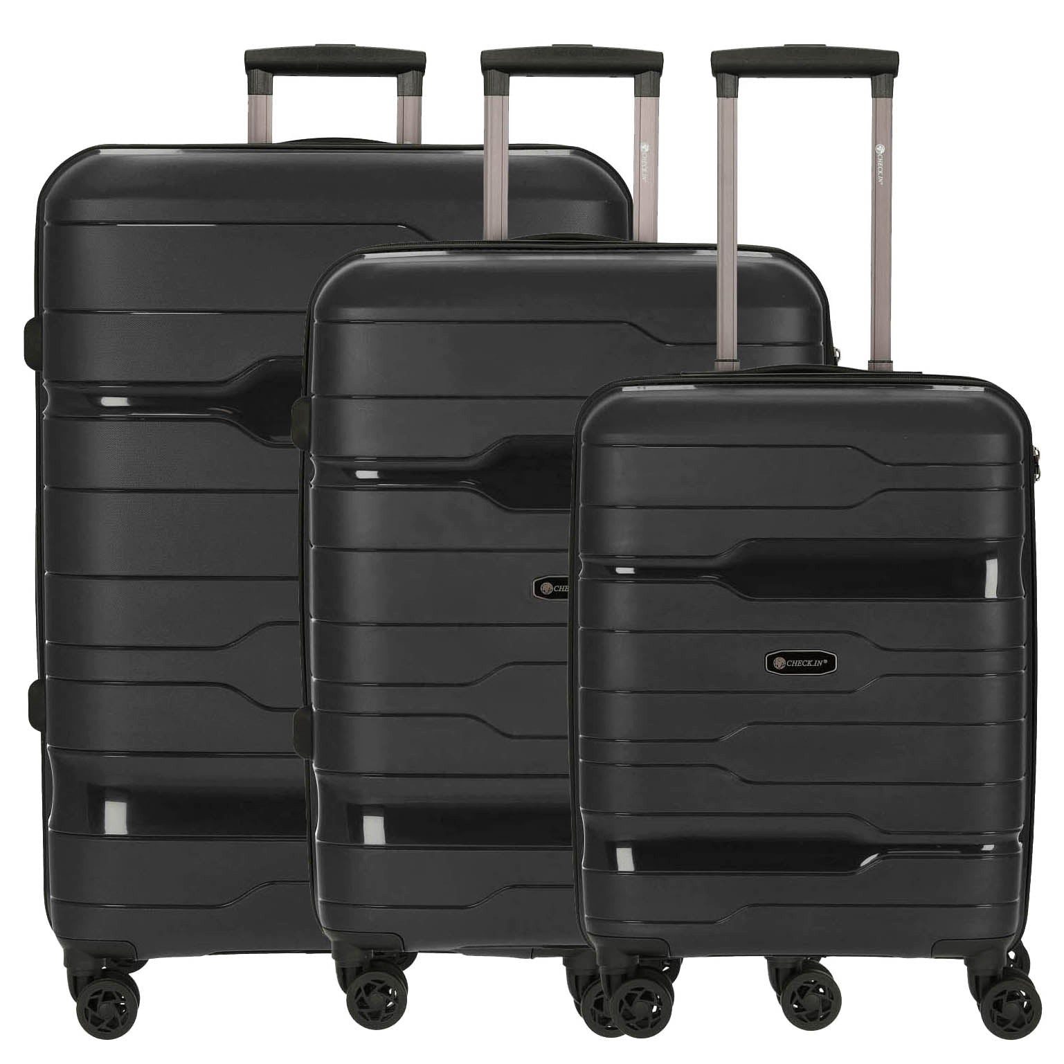 CHECK.IN® Kofferset Memphis Trolley-Set 3tlg. (schwarz), 4 Rollen Rollen