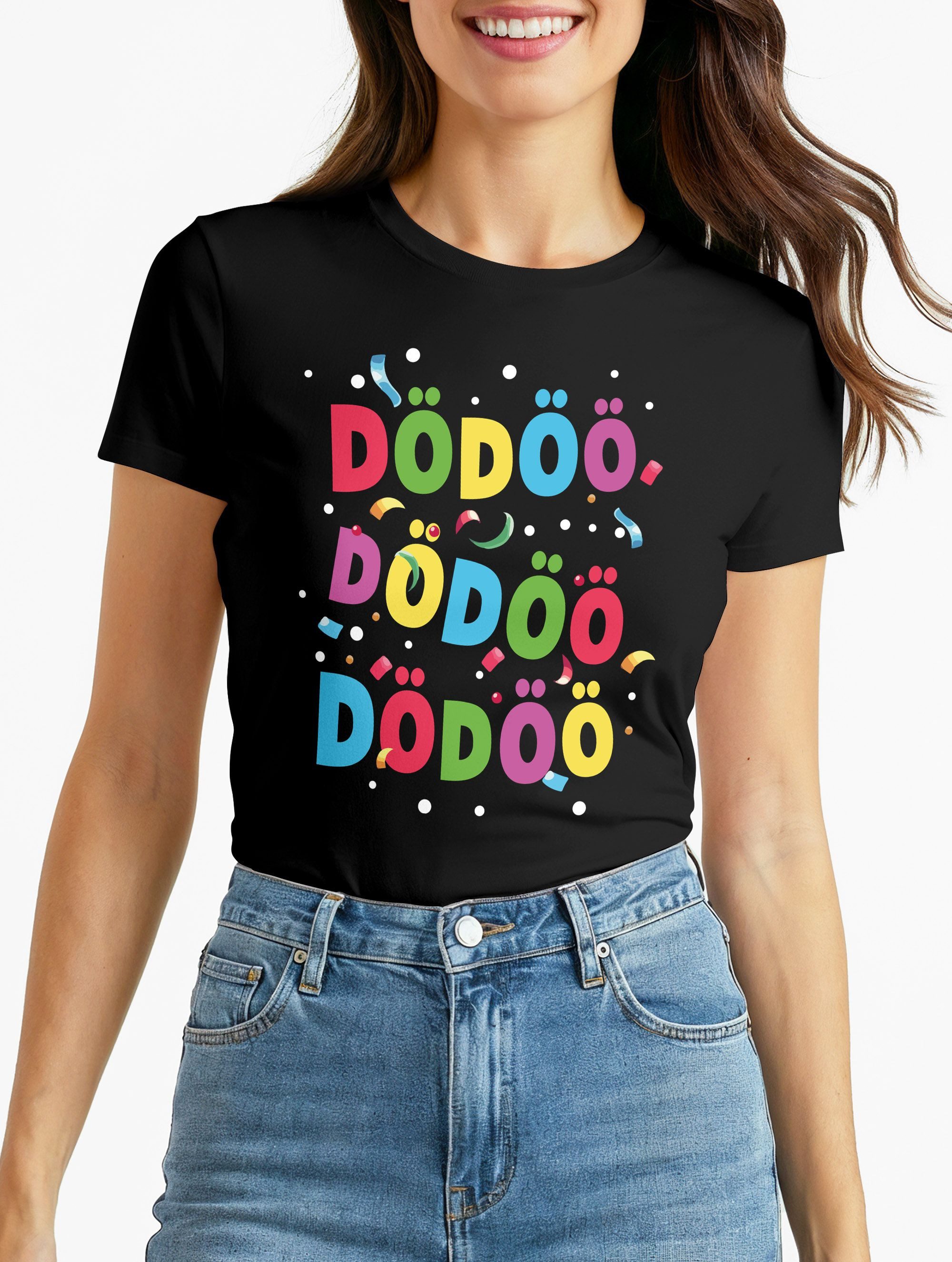 Print-Shirt Damen T-Shirt Fasching Karneval Konfetti Spruch Party Feiern Funshirt