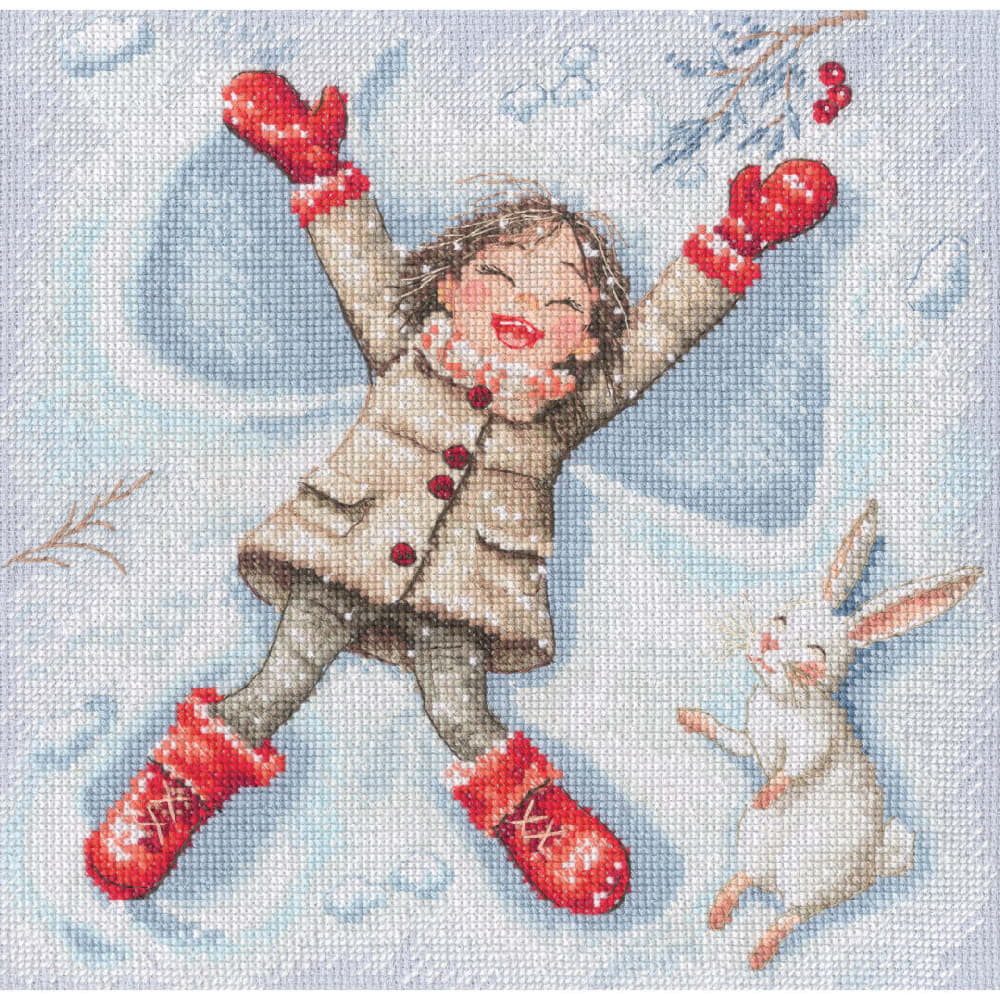 RTO Kreativset RTO Kreuzstich Stickpackung "Schneeengel", Zählmuster, 23,5x23,5cm, (embroidery kit by Marussia)