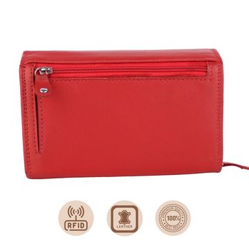 MIRROSI Geldbörse Damen Portemonnaie Echtleder mit RFID-Schutz (Zwei wählbare Versionen (kurz und lang), mit vielen Fächern und Sichtfenster und Münzenfach