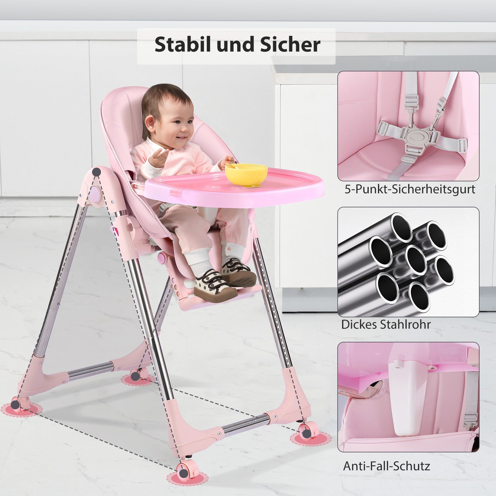 Onasti Kinderstuhl Stuhl Baby Kinderstuhl Klappbar kinderstuhl Mitwachsend Stuhl