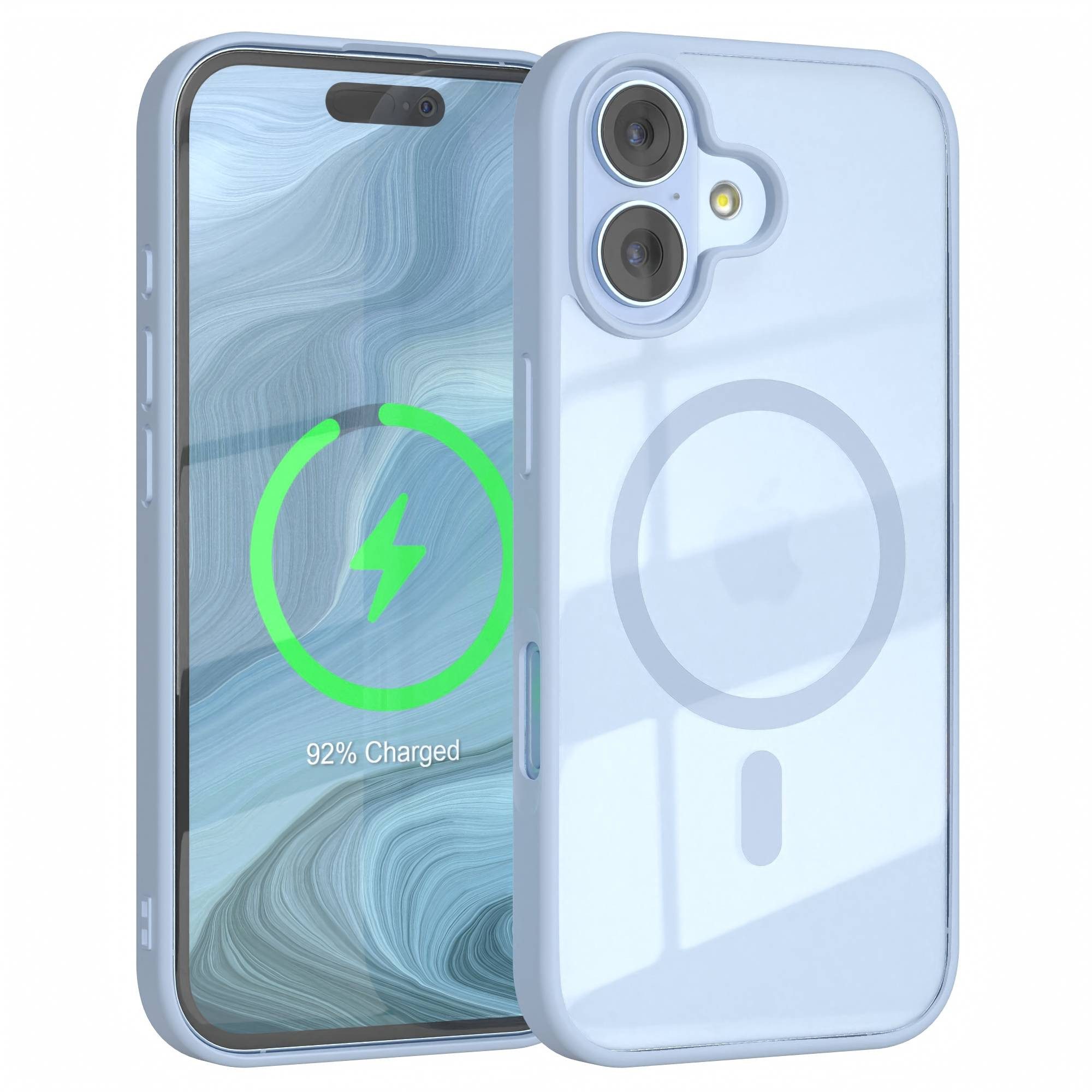 EAZY CASE Handyhülle Transparente Hülle mit MagSafe für iPhone 17 6,3 Zoll, Softcase, Schutzhülle mit Displayschutz, stoßfest, kratzfest, Hellblau