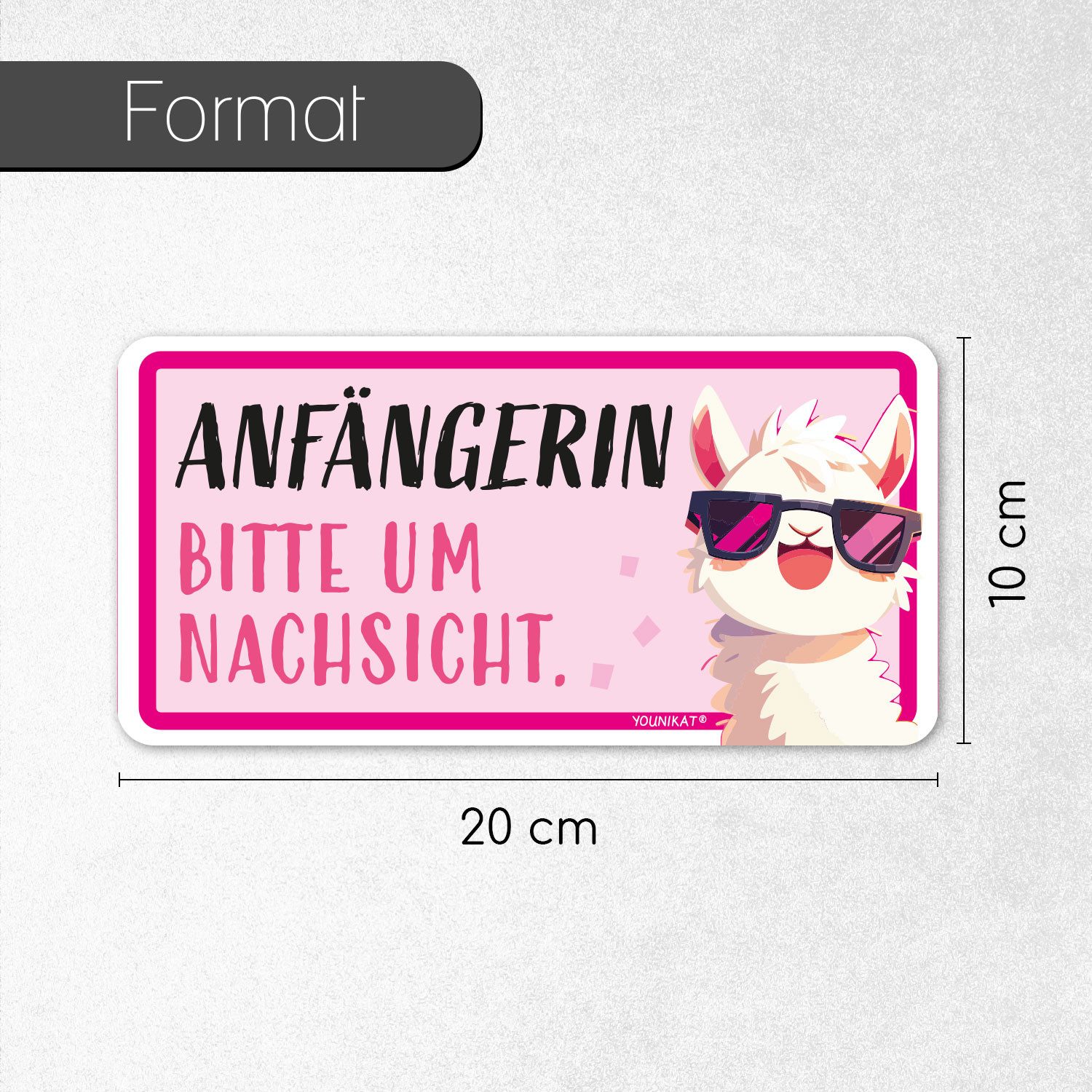 younikat Aufkleber Fahrzeug-Aufkleber Anfängerin Lama Rosa I 20 x 10 cm I kfz776