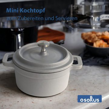 osoltus Kochtopf osoltus Mini Cocotte Bratentopf klein - Gusseisen ofenfest 10cm