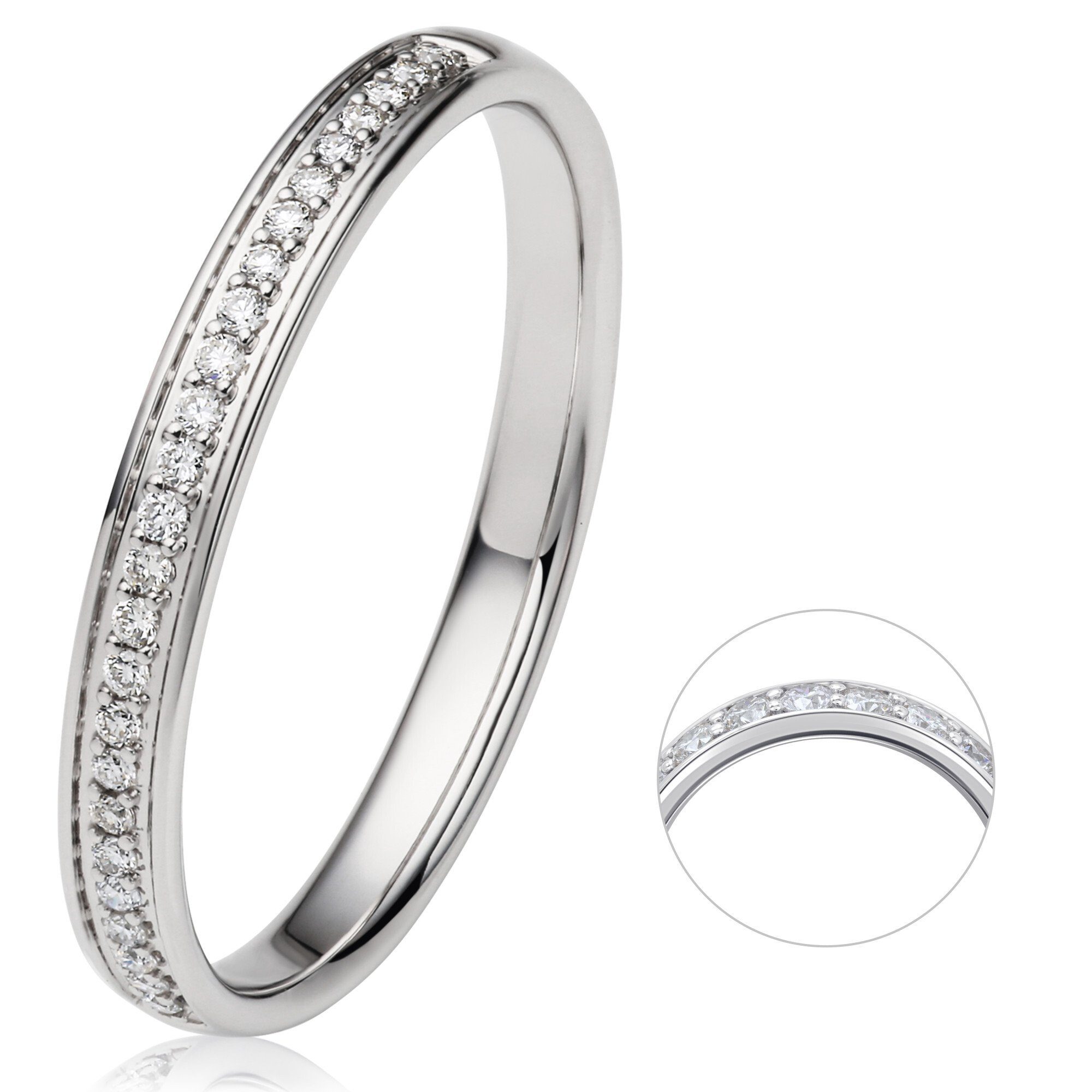 Diamantring 0.1 ct Diamant Brillant Memoire Ring aus 585 Weißgold