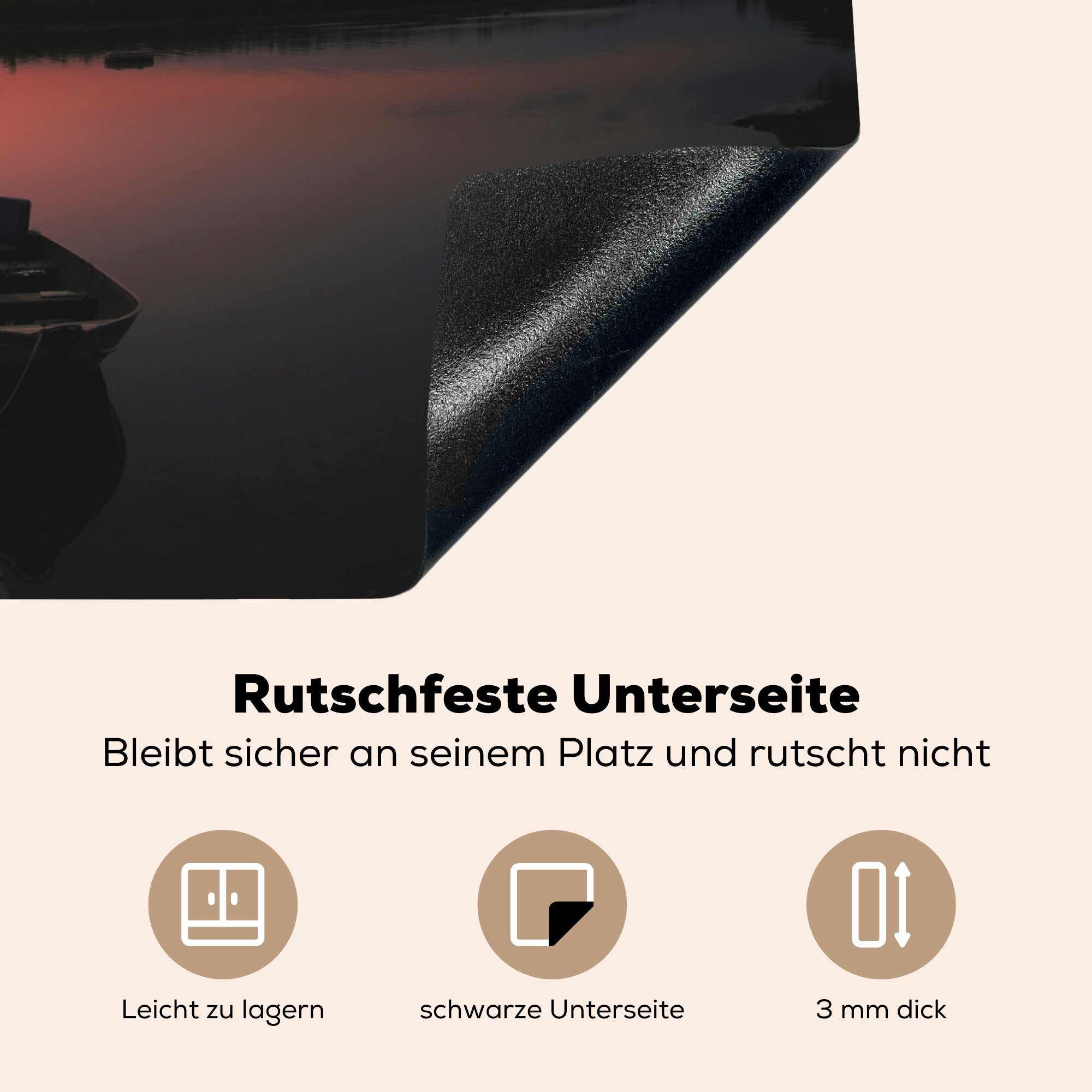 Boot küche, Schutz MuchoWow Steg Baum, tlg), Ceranfeldabdeckung cm, (1 für Induktionskochfeld Herdblende-/Abdeckplatte die Vinyl, 81x52 - -