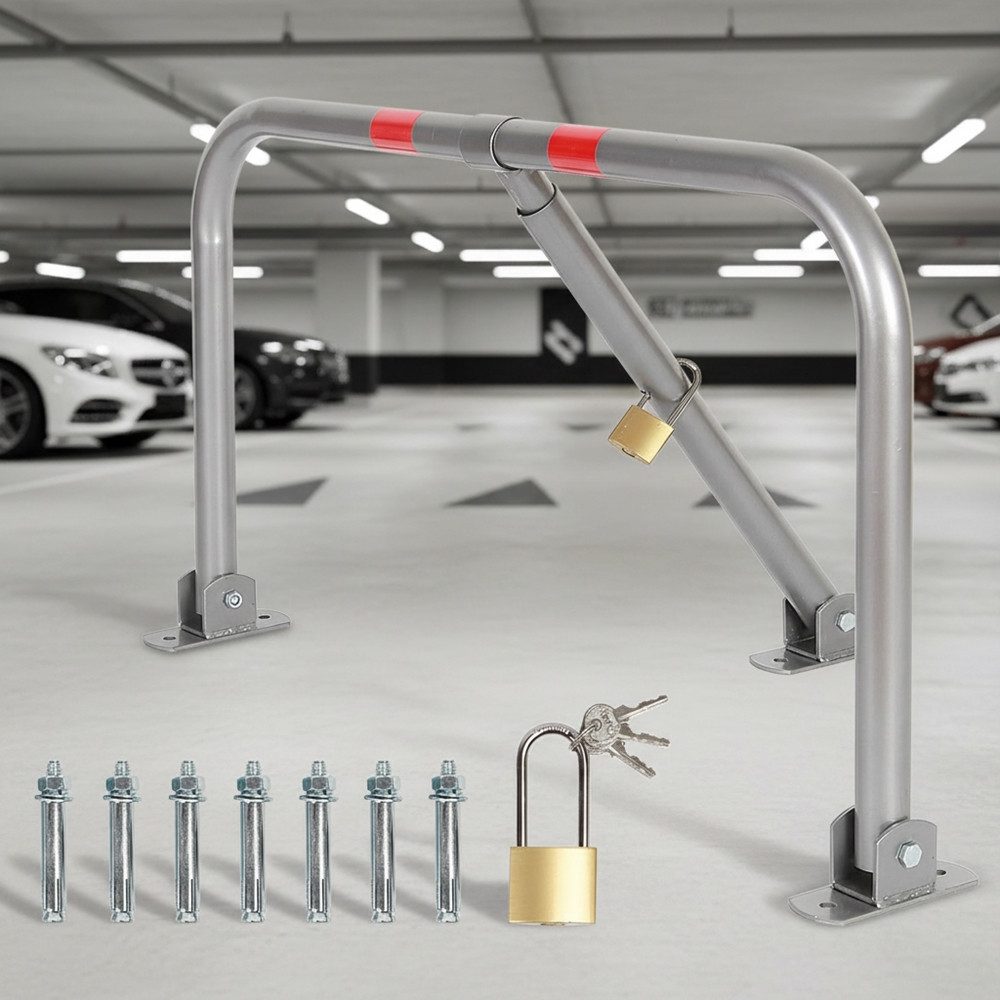 Feel2Home Absperrpfosten Parkplatzbügel klappbar Park- und Absperrpfosten 80cm Parkplatzsperre (Stück, 1-tlg., inkl. Schlüssel), Mit abschließbarem Vorhängeschloss inkl. drei Schlüsseln