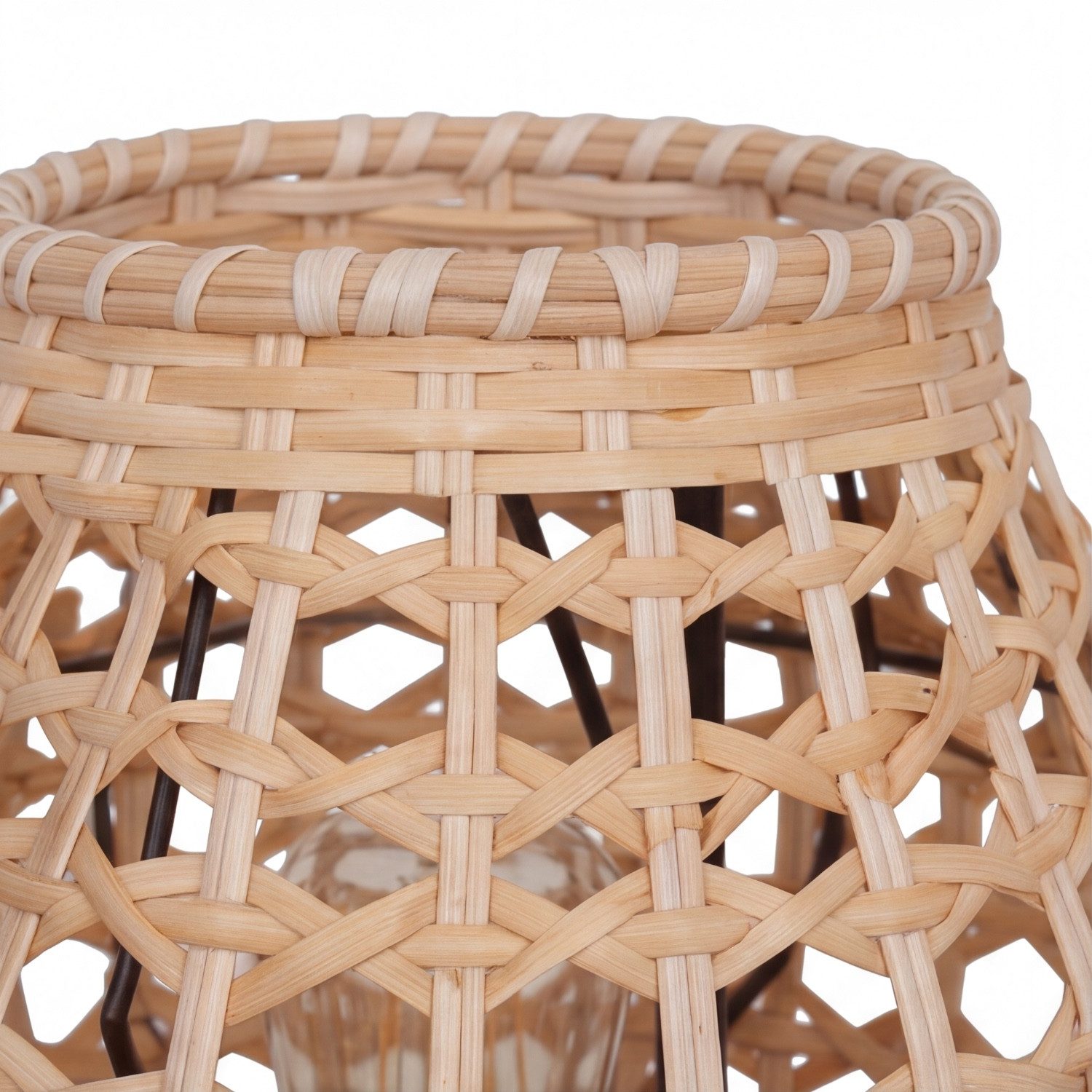 Licht-Erlebnisse Stehlampe LAUKIRCH, ohne Leuchtmittel, Rattan Korb Schwarz Metall E27 2-flammig 60 cm Boho Wohnzimmer Modern – Bild 3 von 5