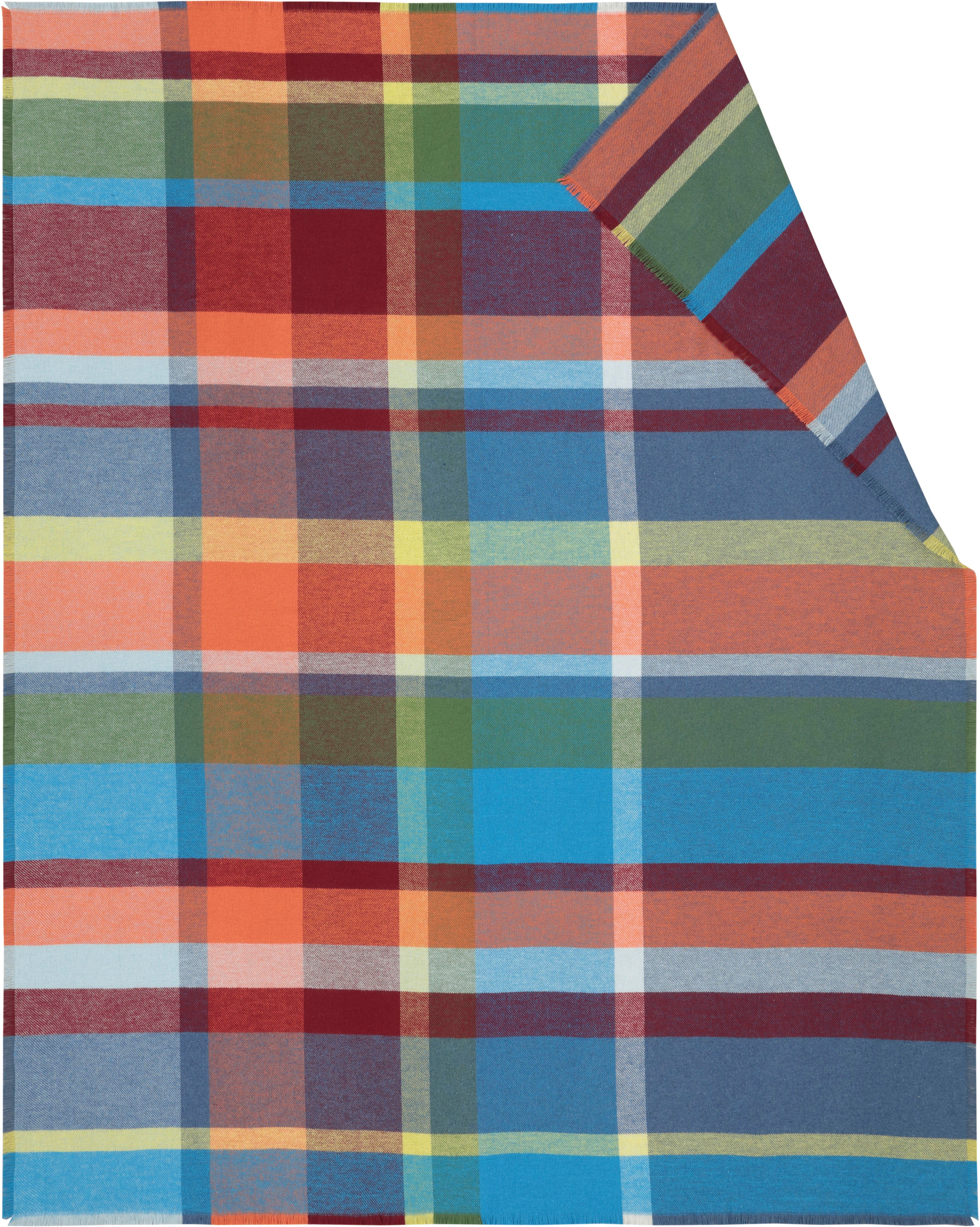 Plaid Colourist, Biederlack, mit Fransen, besonders leicht und kuschelig