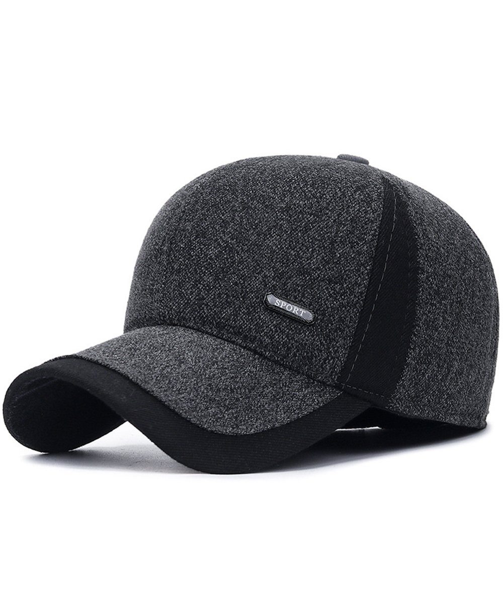 Coonoor Baseball Cap Winter Baseballcap mit Ohrenklappen Herren Schirmmütze Grau