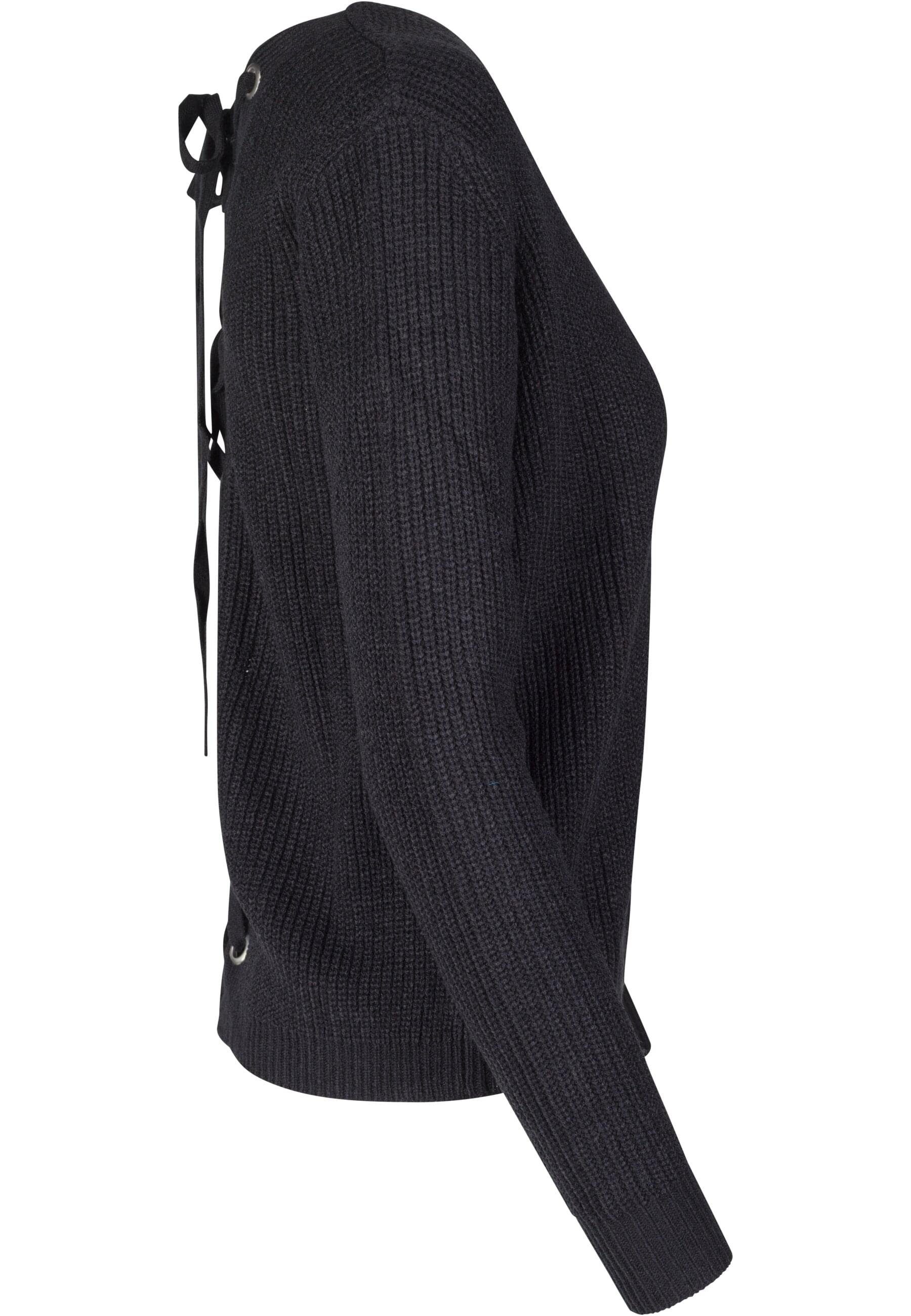 URBAN CLASSICS Lace black Sweater Ladies Up Back (1-tlg) Damen Kapuzenpullover