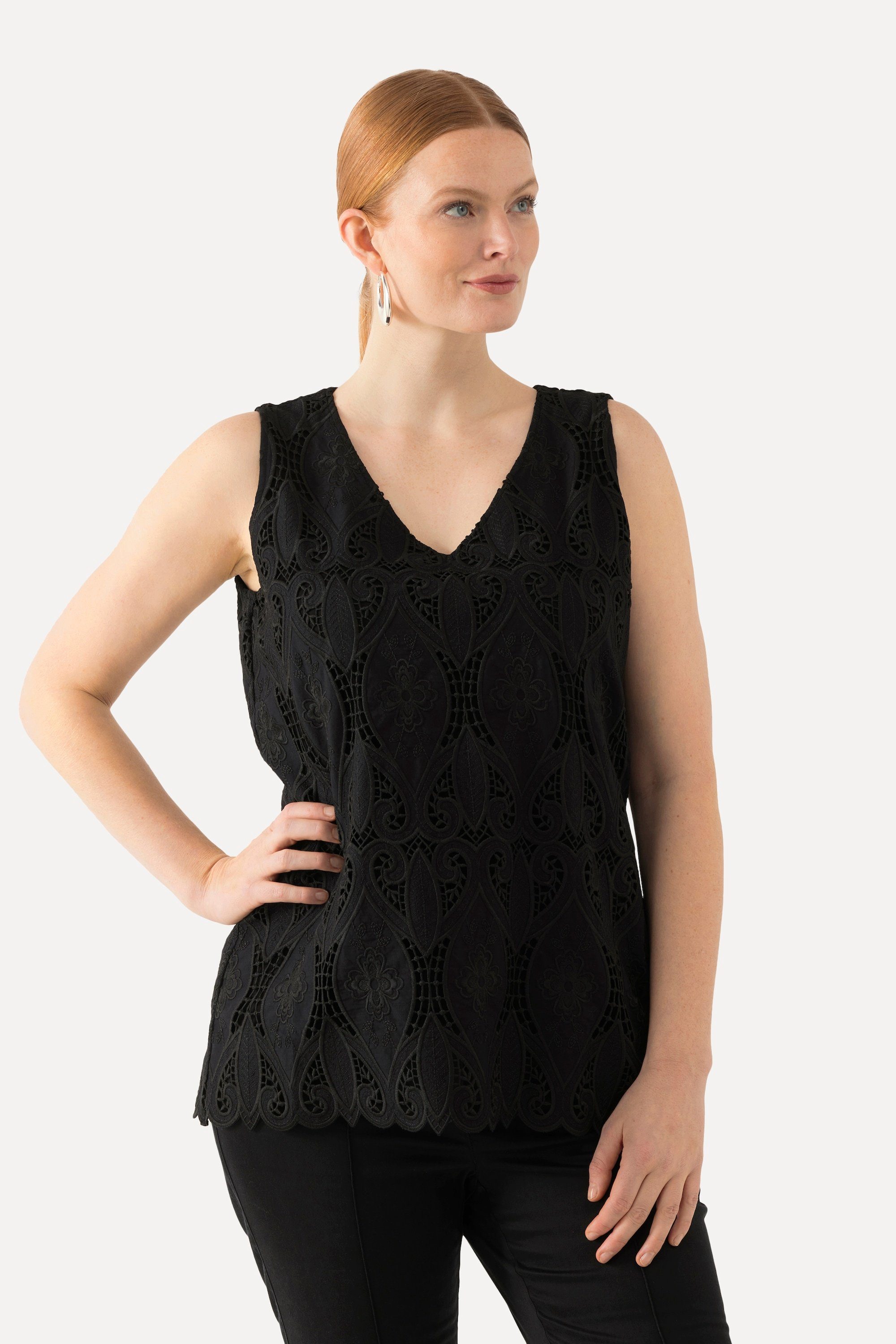 Ulla Popken Spitzenbluse Top Lochspitze A-Linie günstig online kaufen