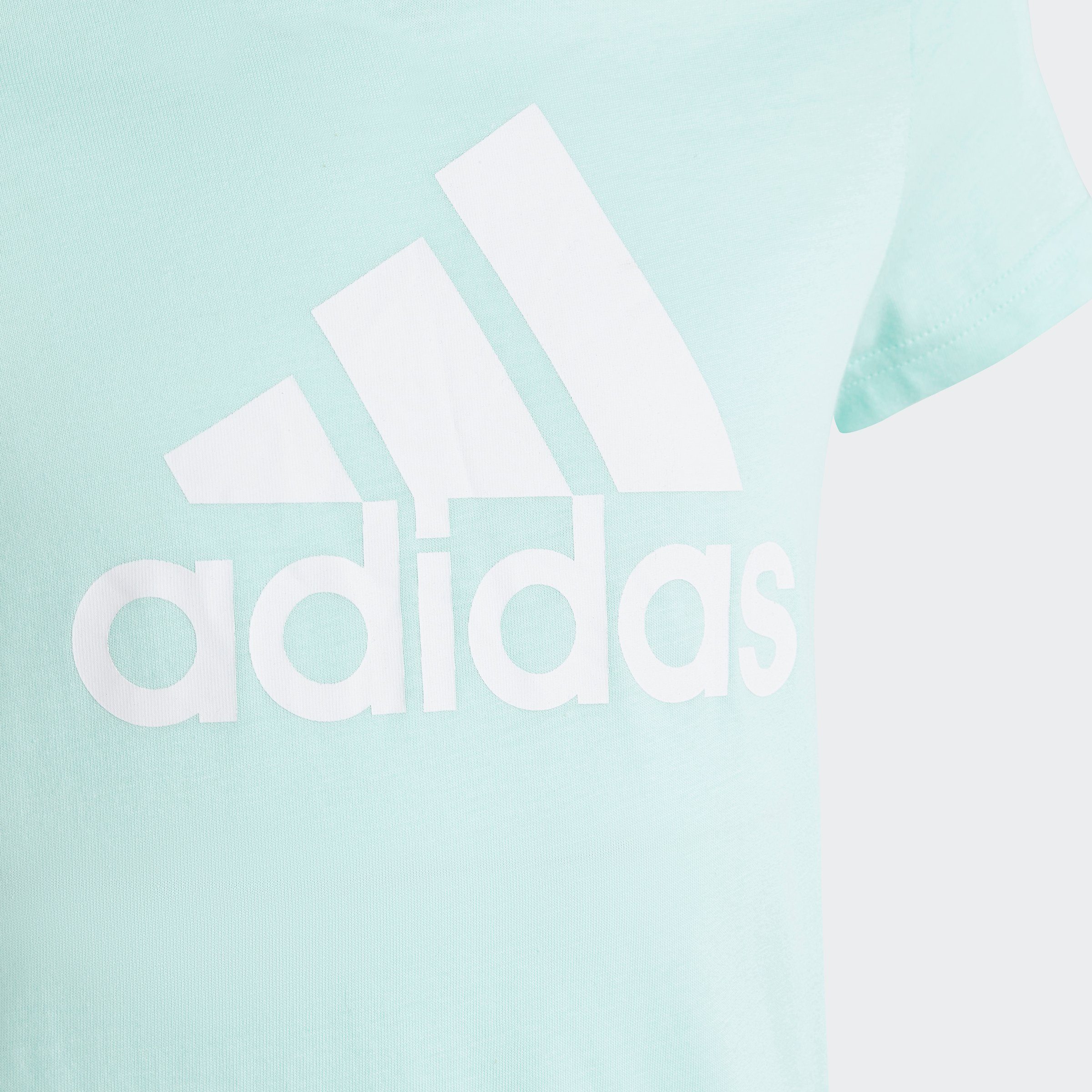 adidas Sportswear Semi ESSENTIALS COTTON / White Flash T-Shirt Aqua BIG LOGO