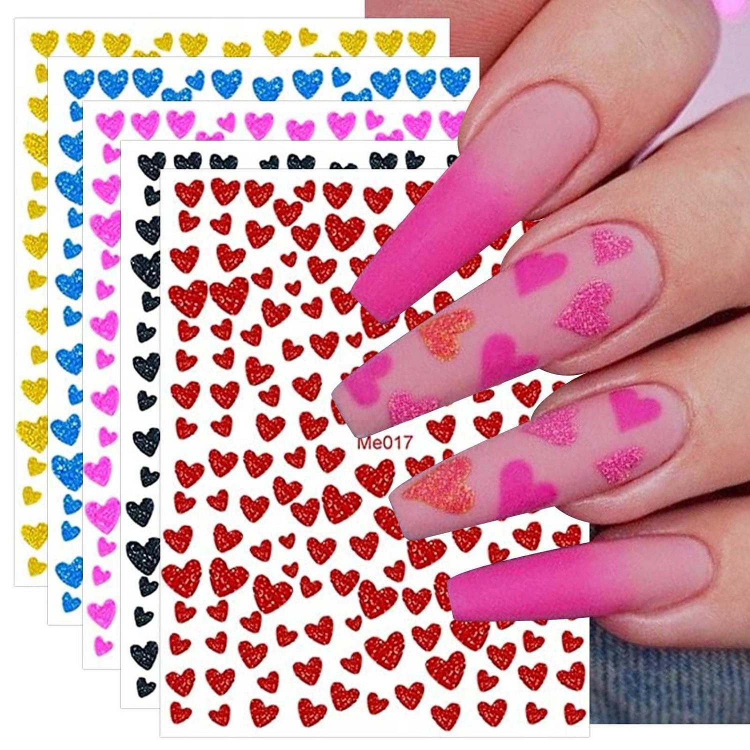 LuxusKollektion Nagel-Tattoo Nagelsticker Glitzer Valentinstag Herz 10 Blatt