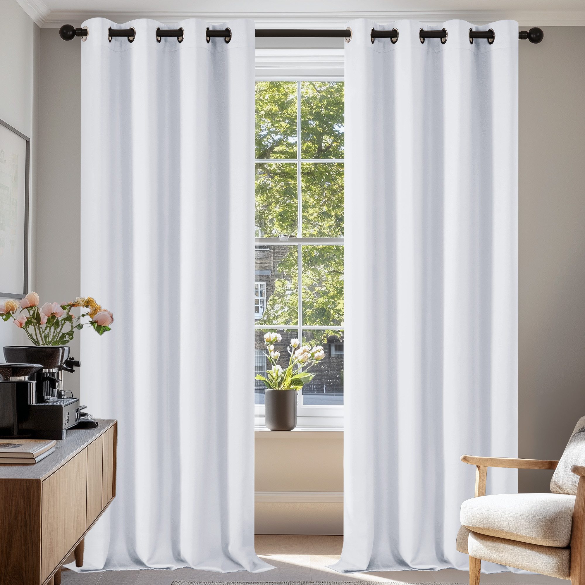 Deconovo Verdunkelungsvorhang Gardinen mit Ösen Blickdichte Vorhang Kälteschutz Schlafzimmer 2er Set, Blackout Curtain einfarbig Thermo Vorhang Verdunkelung Wärmeisolierend