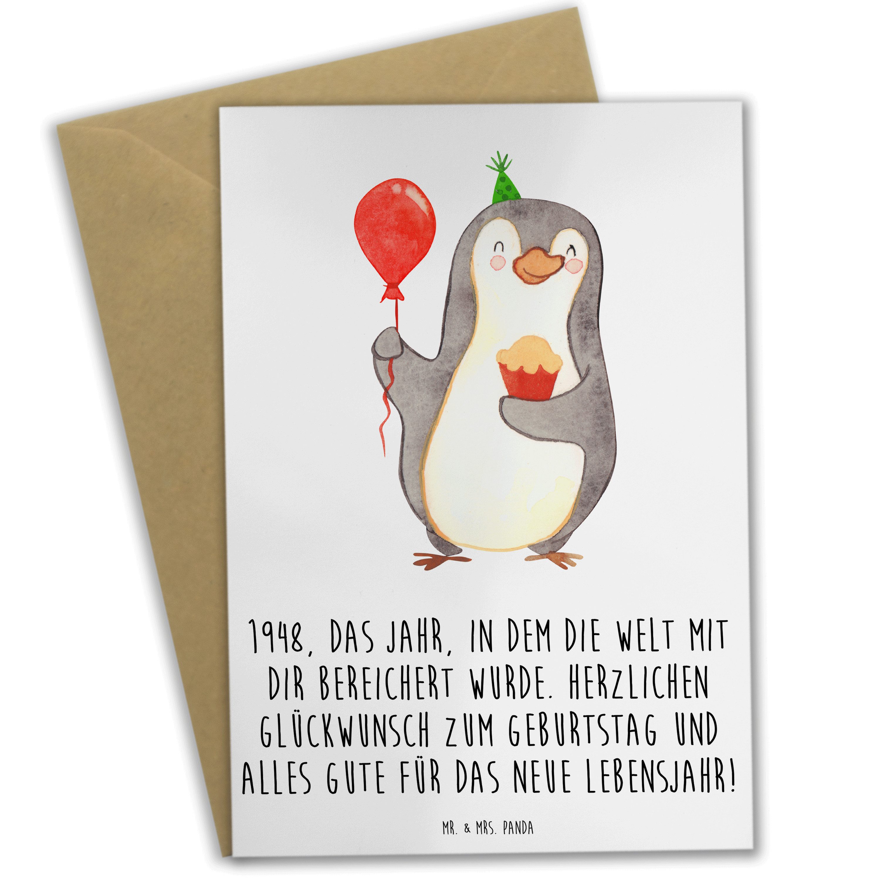 Grußkarte 1948 Geburtstag - Weiß - Geschenk, Geschenkideen 1948, besondere Bots