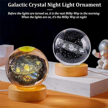 DTC GmbH LED Nachtlicht 3D-Sonnensystem Laser schnitzen Kristall kugel Farbe Nachtlicht
