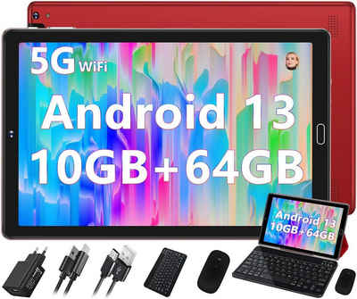 GOODTEL Tablet 10 Zoll Android 13 PC 10GB RAM+64GB ROM, (TF 1TB),WiFi, 5G/2 Tablet (10", 5G, inkl. Hülle+Tastatur+Maus, Tab, Tabletcomputer, PC, Computer)