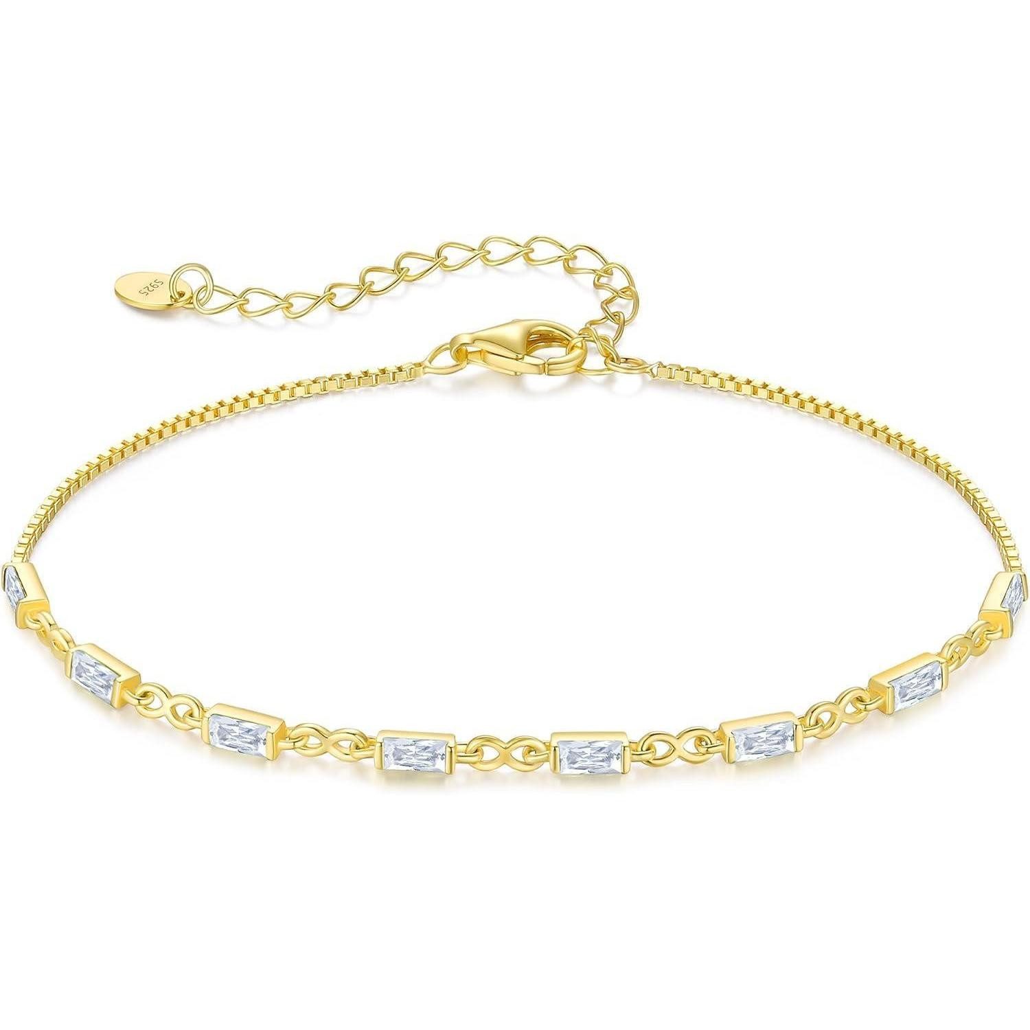 LuxusKollektion Goldarmband Armband Damen Infinity Silber 925 14k Vergoldet Zirkonia