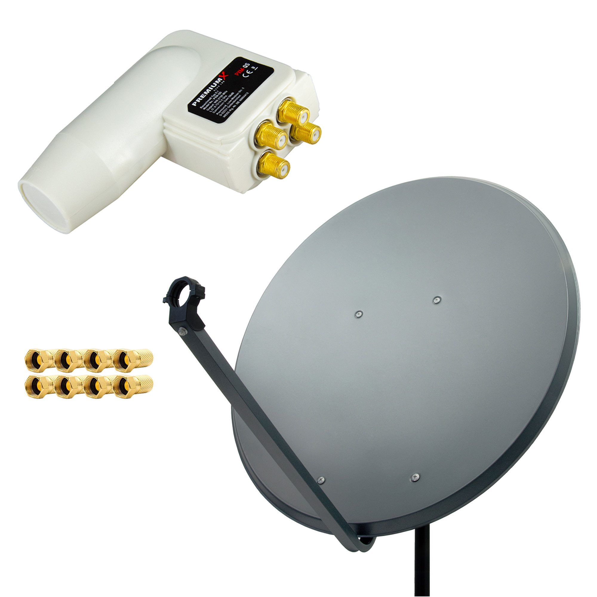 PremiumX SAT Anlage 100cm Satellitenschüssel Aluminium Quad LNB F-Stecker SAT-Antenne