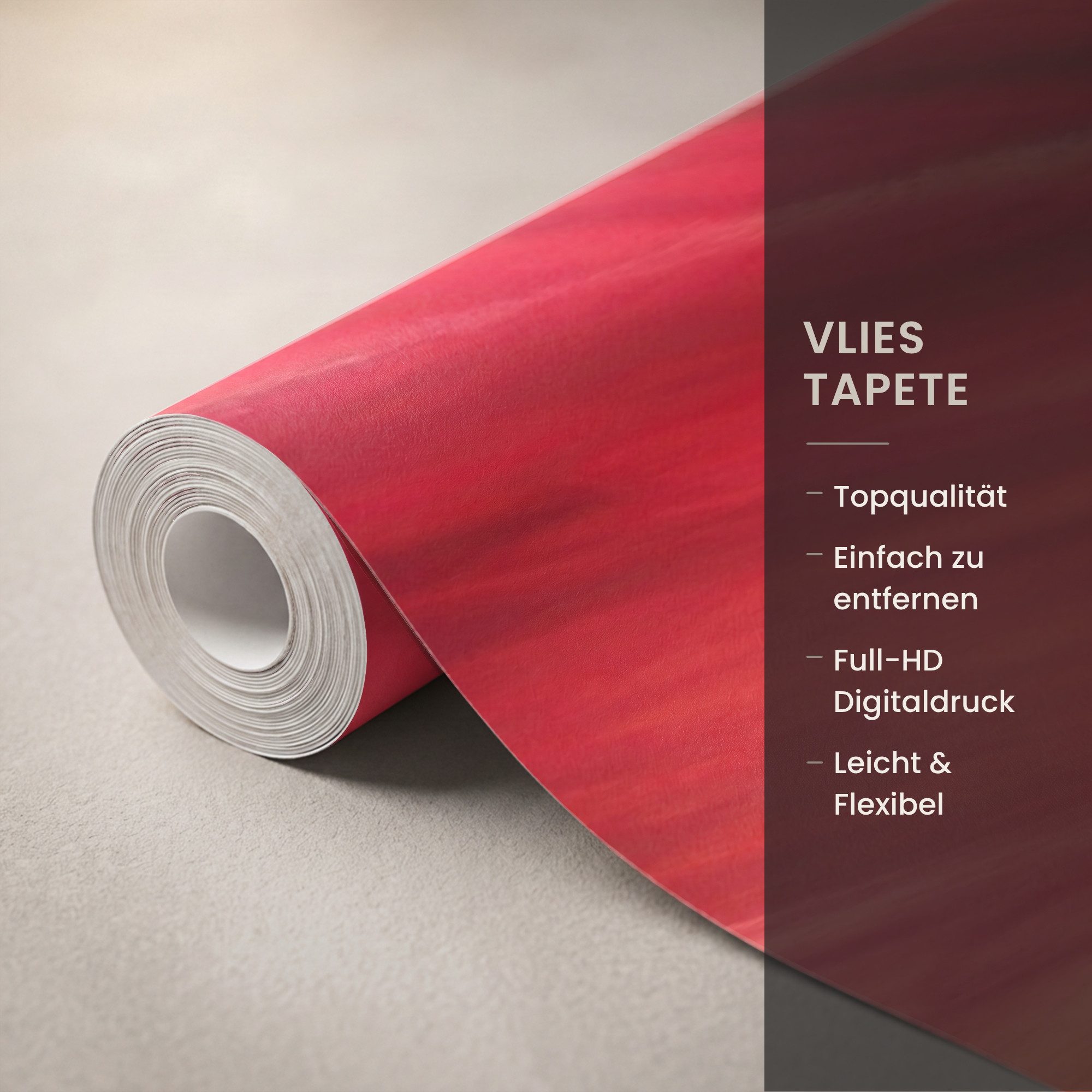OnlyWow Fototapete Nahaufnahme - Blume - Zitat - Rot, Matt, bedruckt, Wanddekoration, Wandtapete, Schlafzimmer 260x220cm