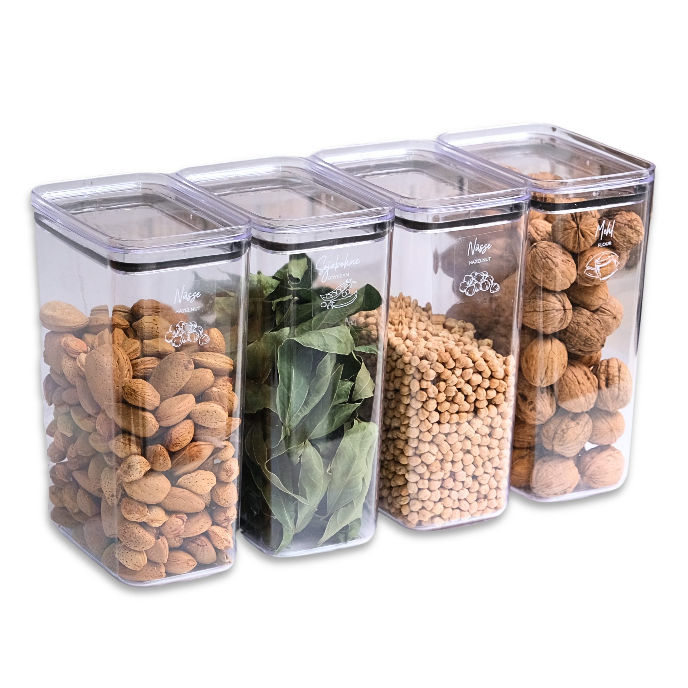 Parpalinam Vorratsdose Aufbewahrungsboxen Vorratsdosen mit Deckel Frischhaltedosen, Kunststoff, (Spar-Set, 4-tlg., Stapelbar), Designed in Germany