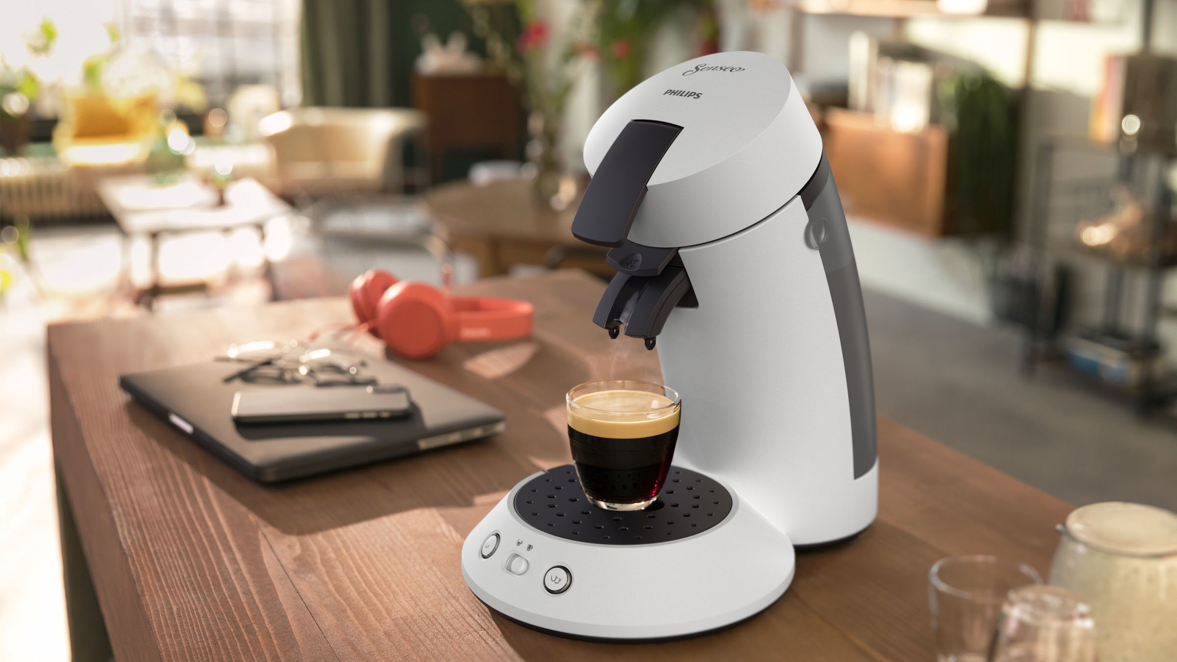Philips Senseo Kaffeepadmaschine Original Plus aus +3 recyceltem €5,-UVP) Memo-Funktion, Plastik, CSA210/10, 80% Kaffeespezialitäten, Gratis-Zugaben (Wert