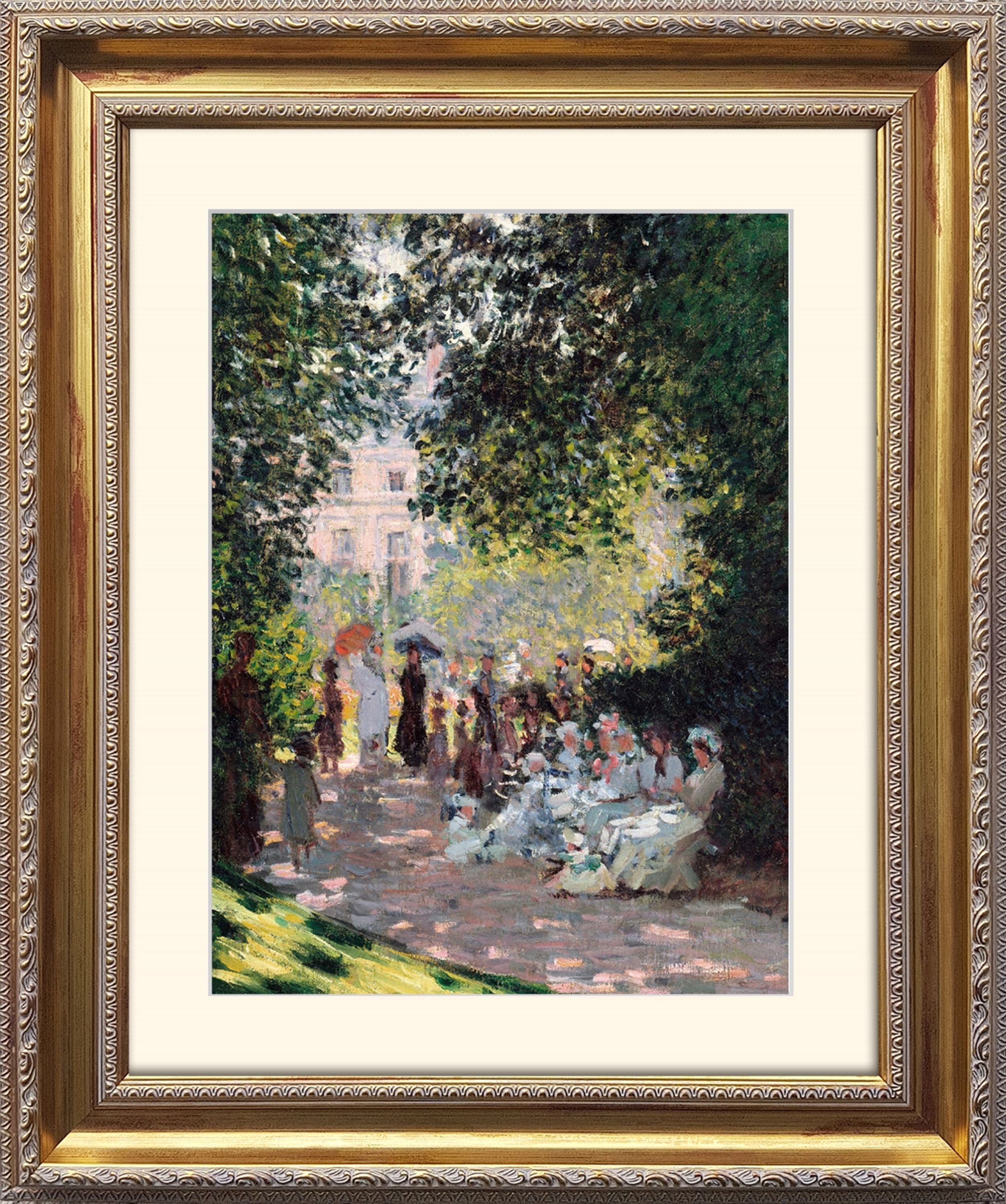 / 63x53cm Monceau mit Bild Poster artissimo Rahmen The Barock-Rahmen Parc mit Monet: Monet Bild Claude / gerahmt Wandbild,