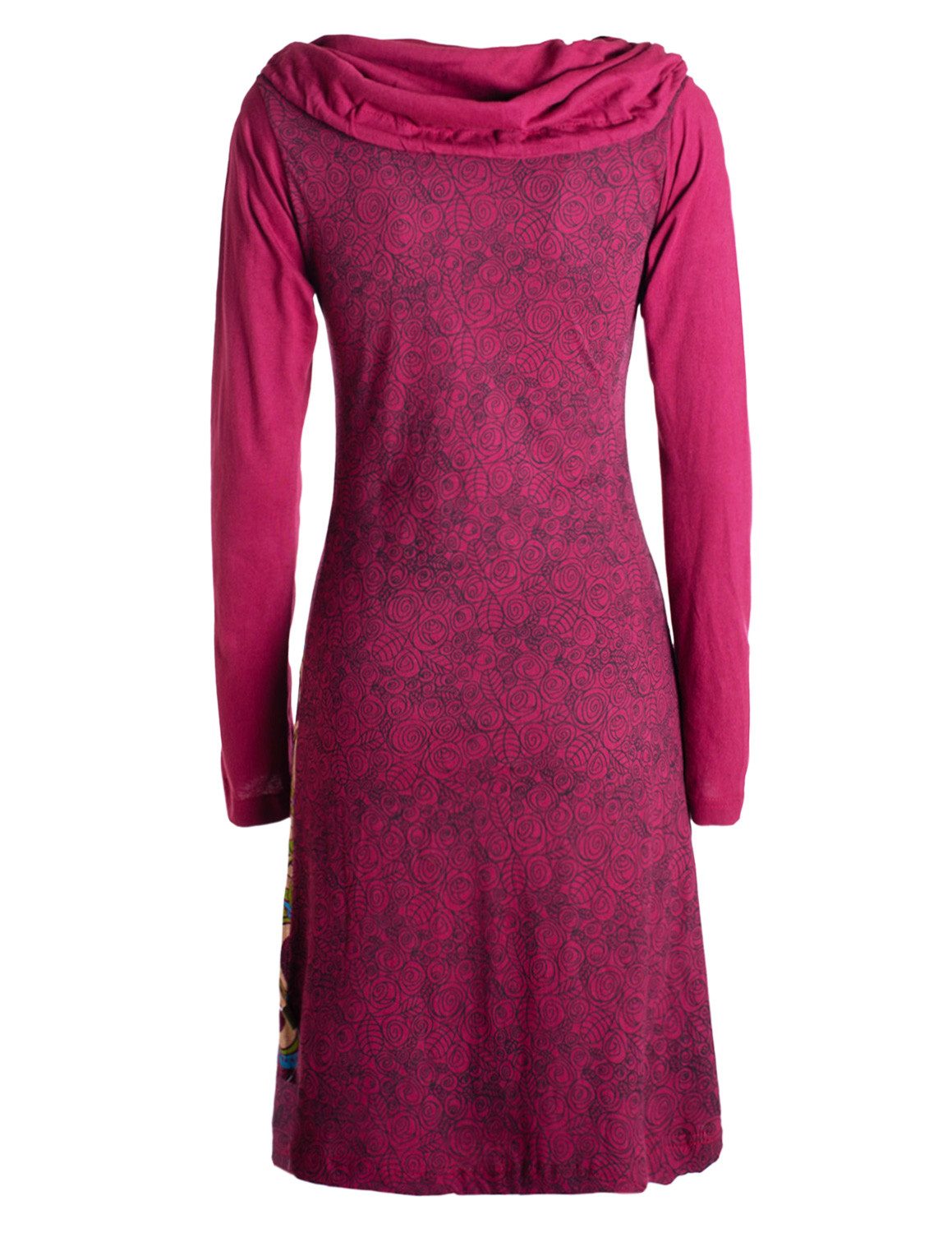 Vishes Tunikakleid Damen Mandala-Kleid Langarm-Shirtkleid Schal-Kragen günstig online kaufen