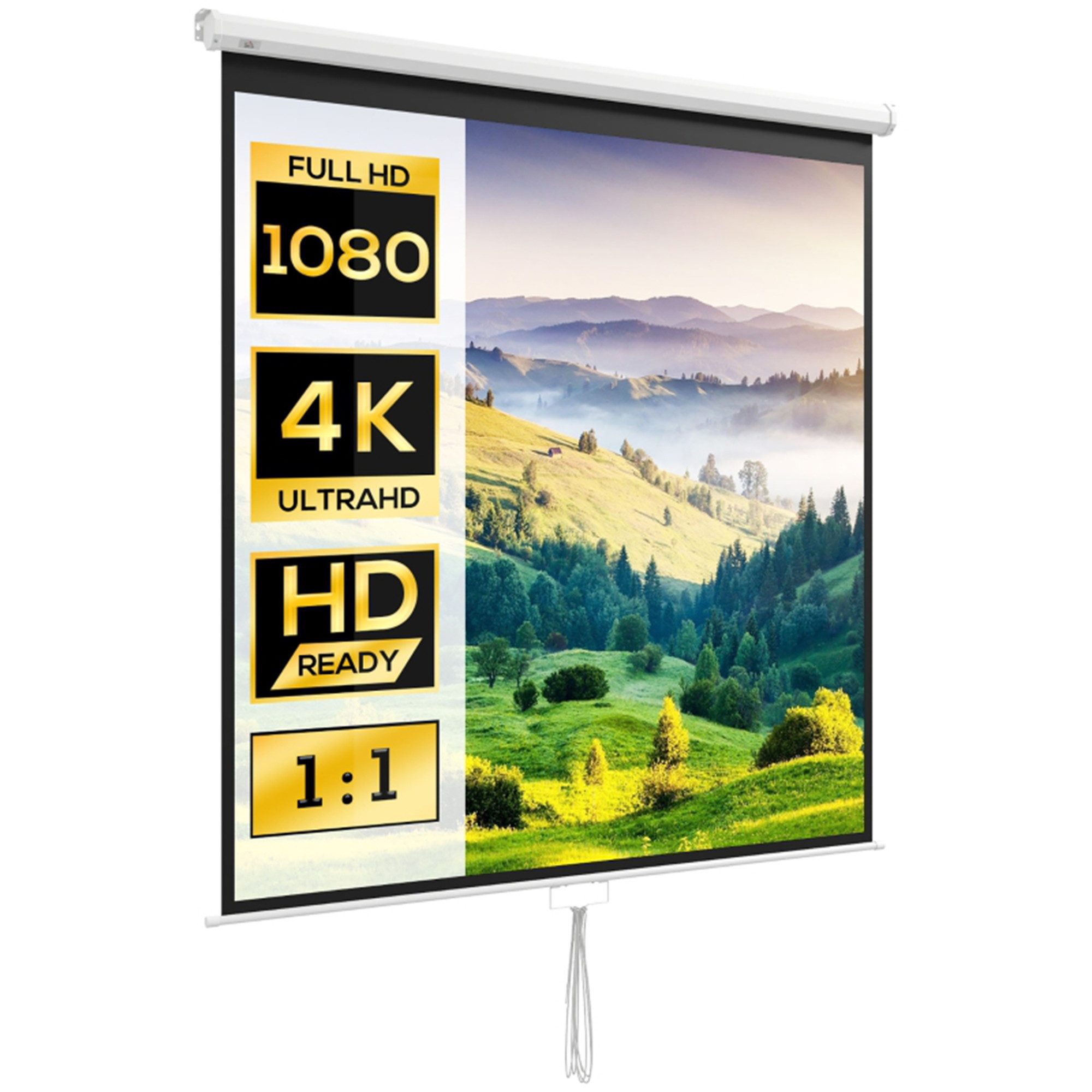 MC Star Leinwand 178 x 178 cm 99 Zoll 1:1 HD 4K Projektionsleinwand Beamer (für Heimkino Büro-Präsentationen)
