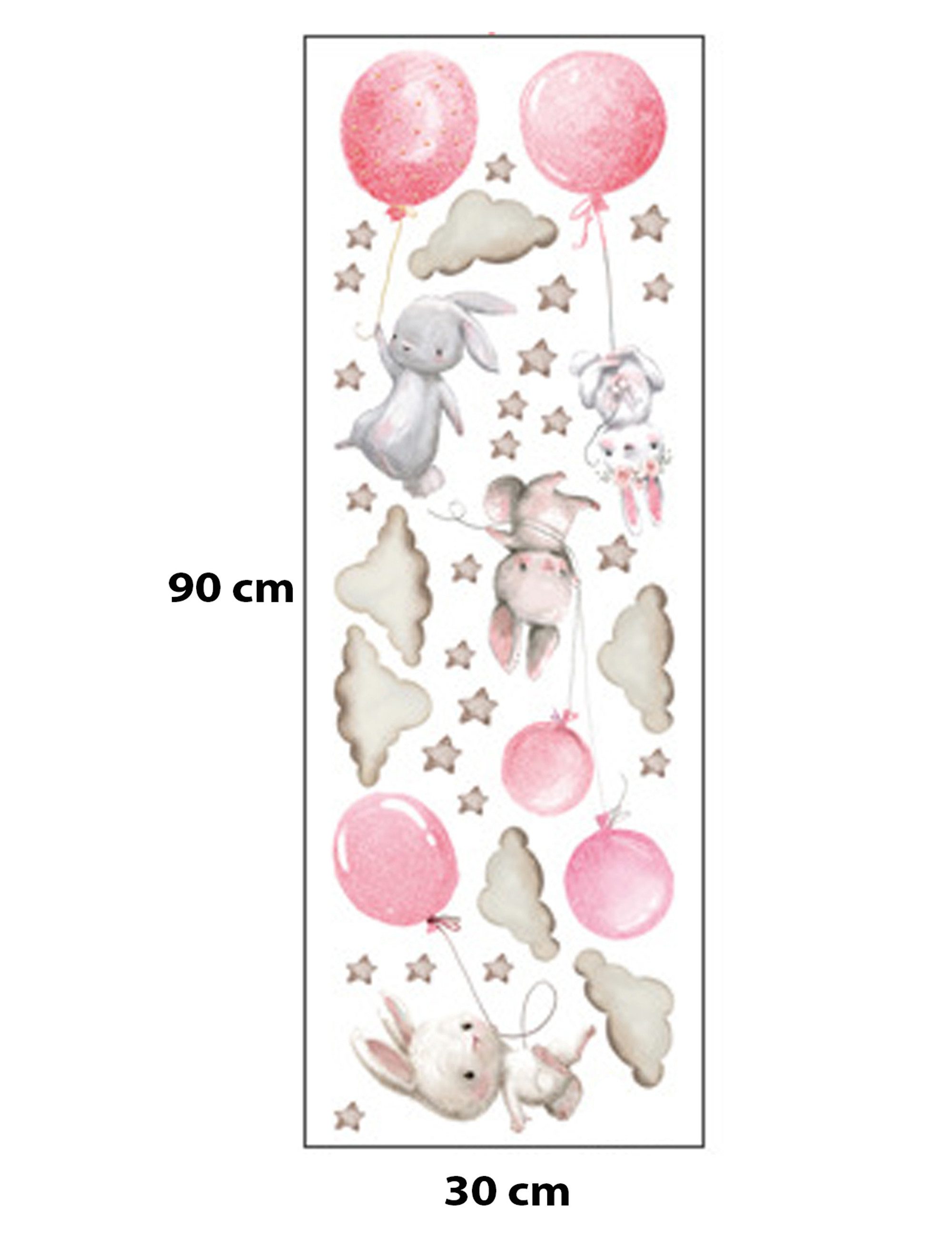 Sipo Wandbild Wandaufkleber Hase, Sterne, Rosa günstig online kaufen