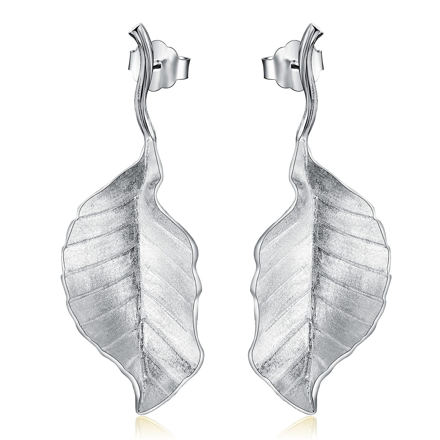 Runde Perlé Paar Ohrhänger "Fliegendes Herbstblatt" elegante Ohrringe, handgefertigte Hängeohrringe, 925er Silber, 18K Gold