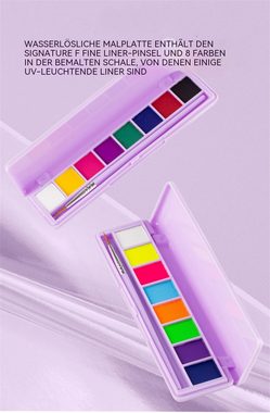 RefinedFlare Highlighter-Palette UV Glow Neon Water Activated Eyeliner Palette, 1-tlg., perfekt für Partys und Veranstaltungen, langlebig, einfach aufzutragen