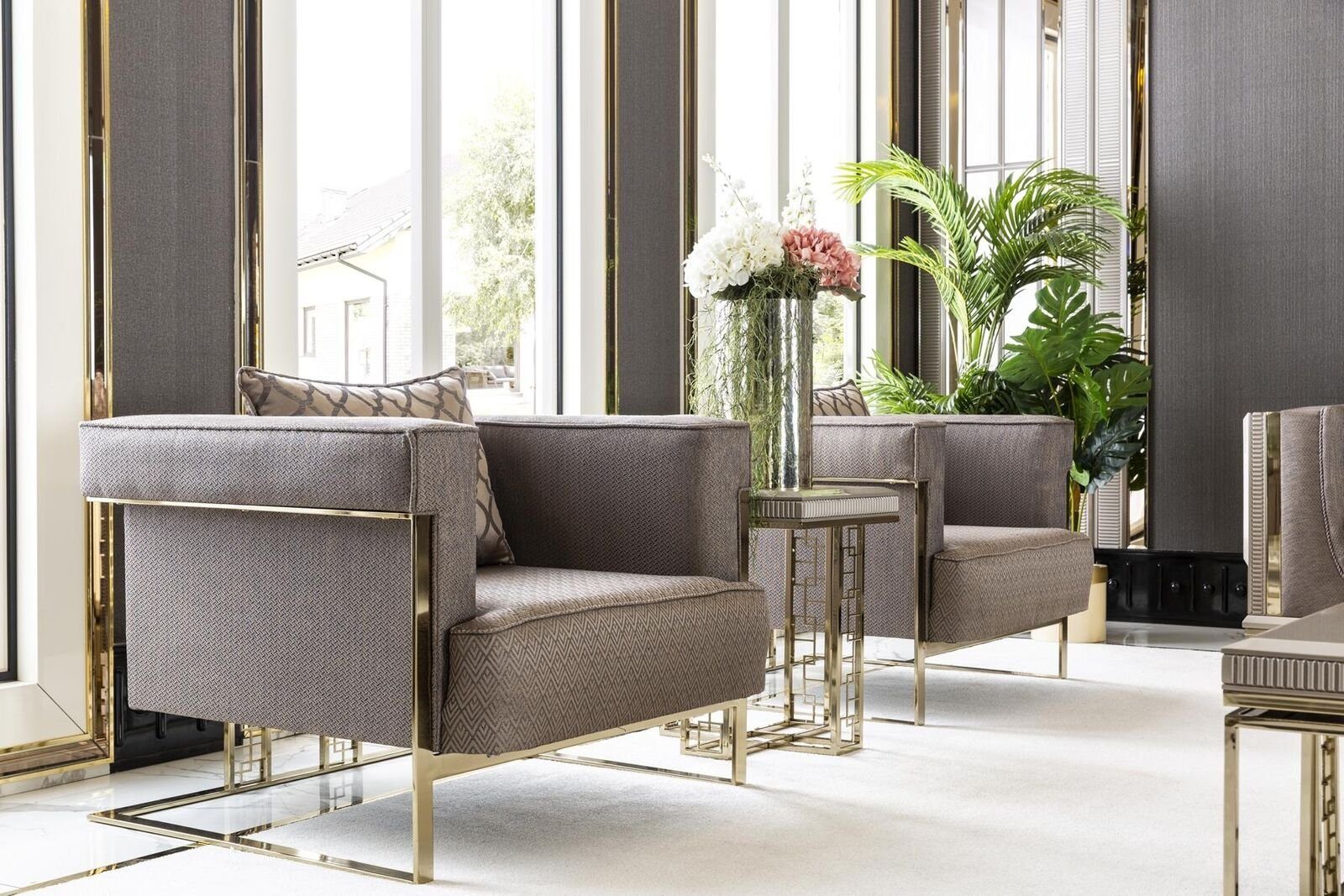 JVmoebel Sessel Sessel Beige Wohnzimmer Sitzer 1 Design Elegantes Möbel Modern Schön