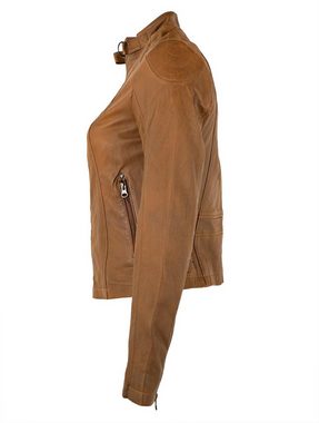 PUNCHBALL Lederjacke Lady-103 Echtleder Damen Lederjacke Lammnappa cognac