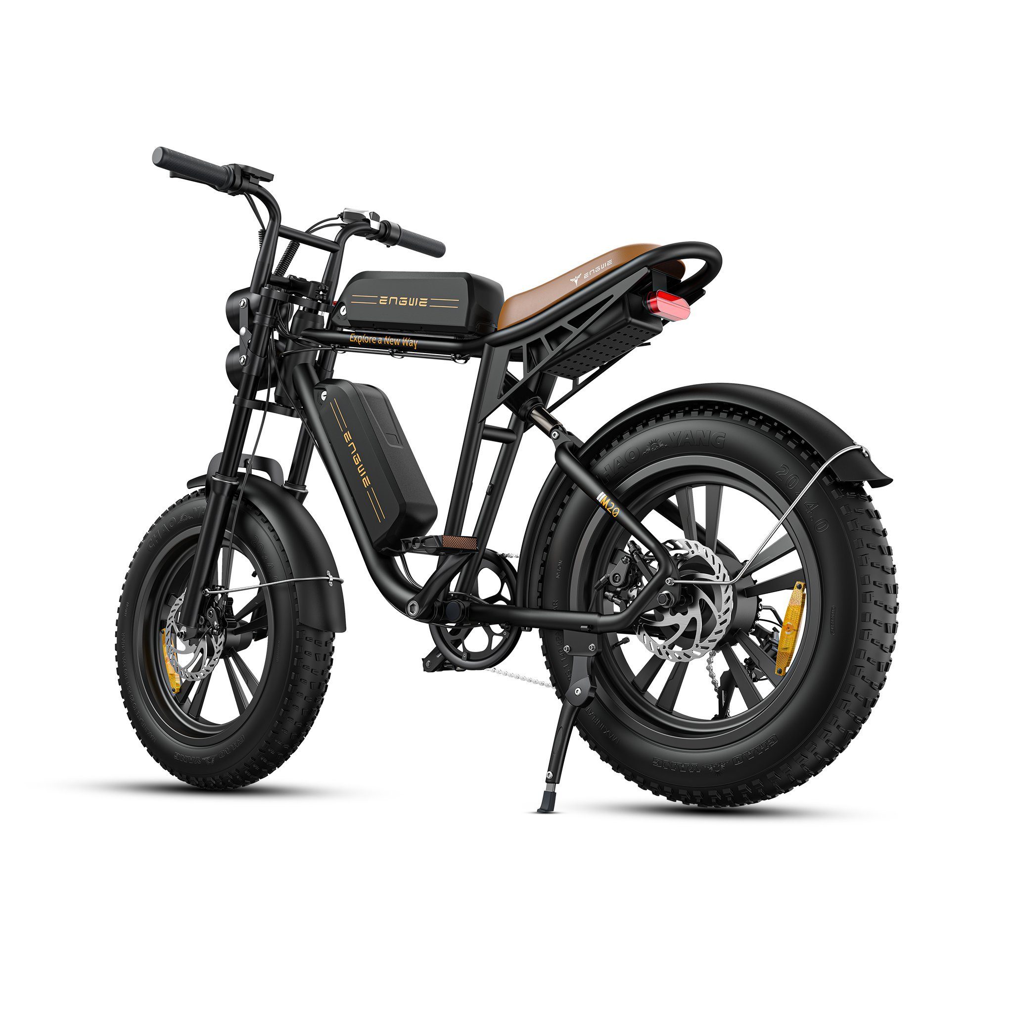 ENGWE E-Bike M20 Doppelbatterie 48V26Ah E-Motorrad 40km/h, 7 Gang, Hinterer Motor, (Set, Mit Batterieladegerät), Akku-Reichweite bis zu 172 km schwarz