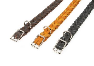 CopcoPet Hunde-Halsband Hundehalsband Fettleder halsband geflochten mit Dornschließe verchromt und Messing, Robust, nachhaltig, Naturprodukt