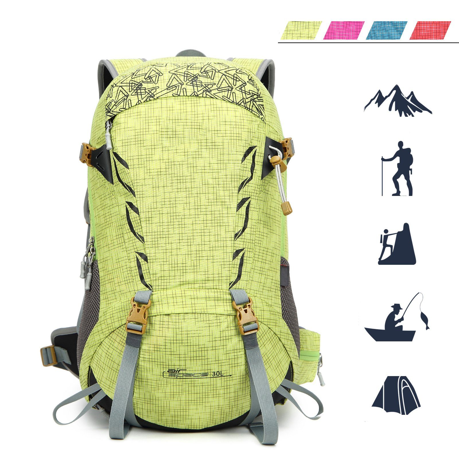 TAN.TOMI Wanderrucksack 30L Großer Wanderrucksack mit Rückenbelüftung,  Wasserdicht (Einschließlich Regenschutz), mit Regenschutz für Outdoor  Reisen Camping Trekking