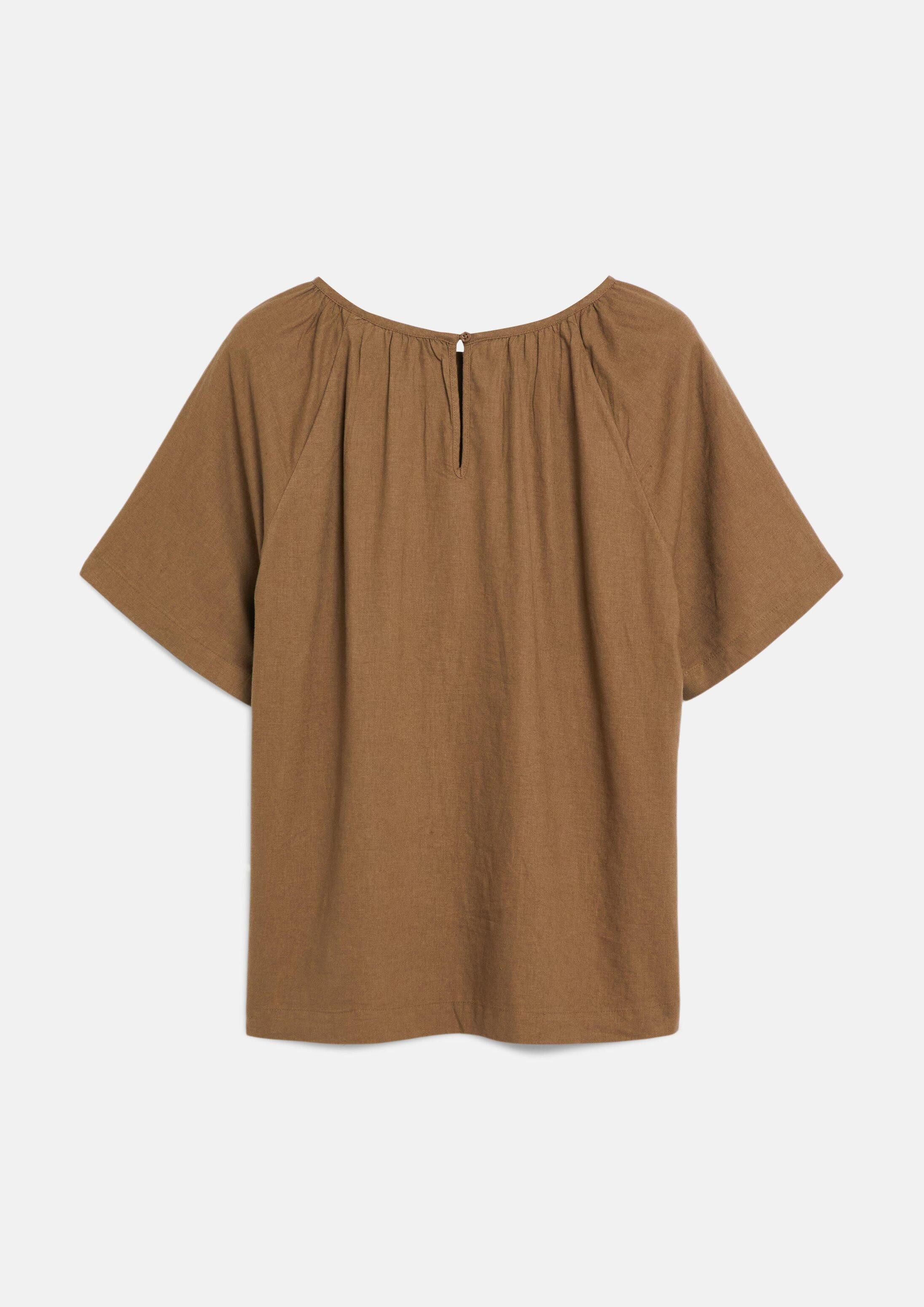 s.Oliver Kurzarmbluse Bluse Leinenmixbluse mit Raffungen