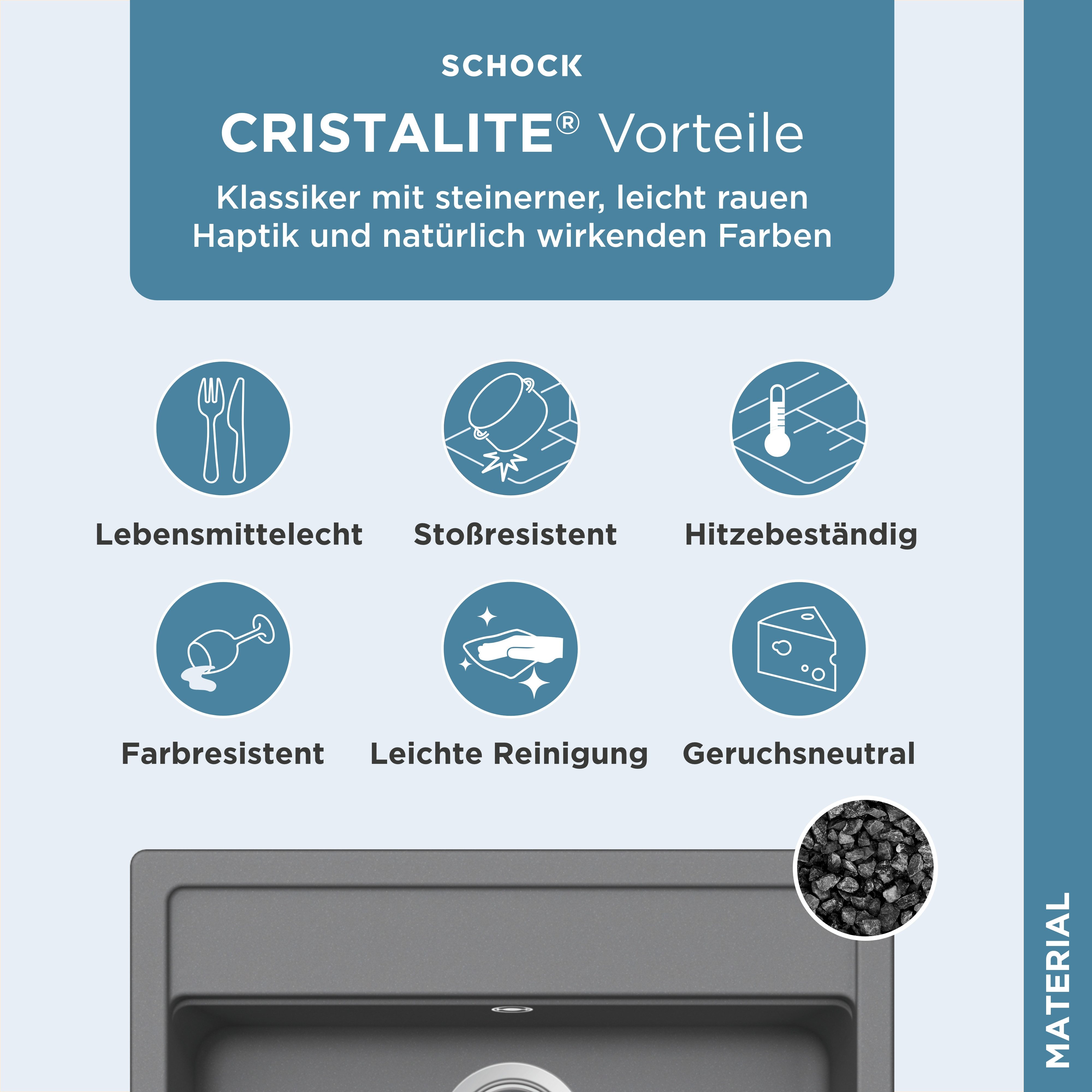 Schock Granitspüle Oslo, quadratisch, 57/51 cm