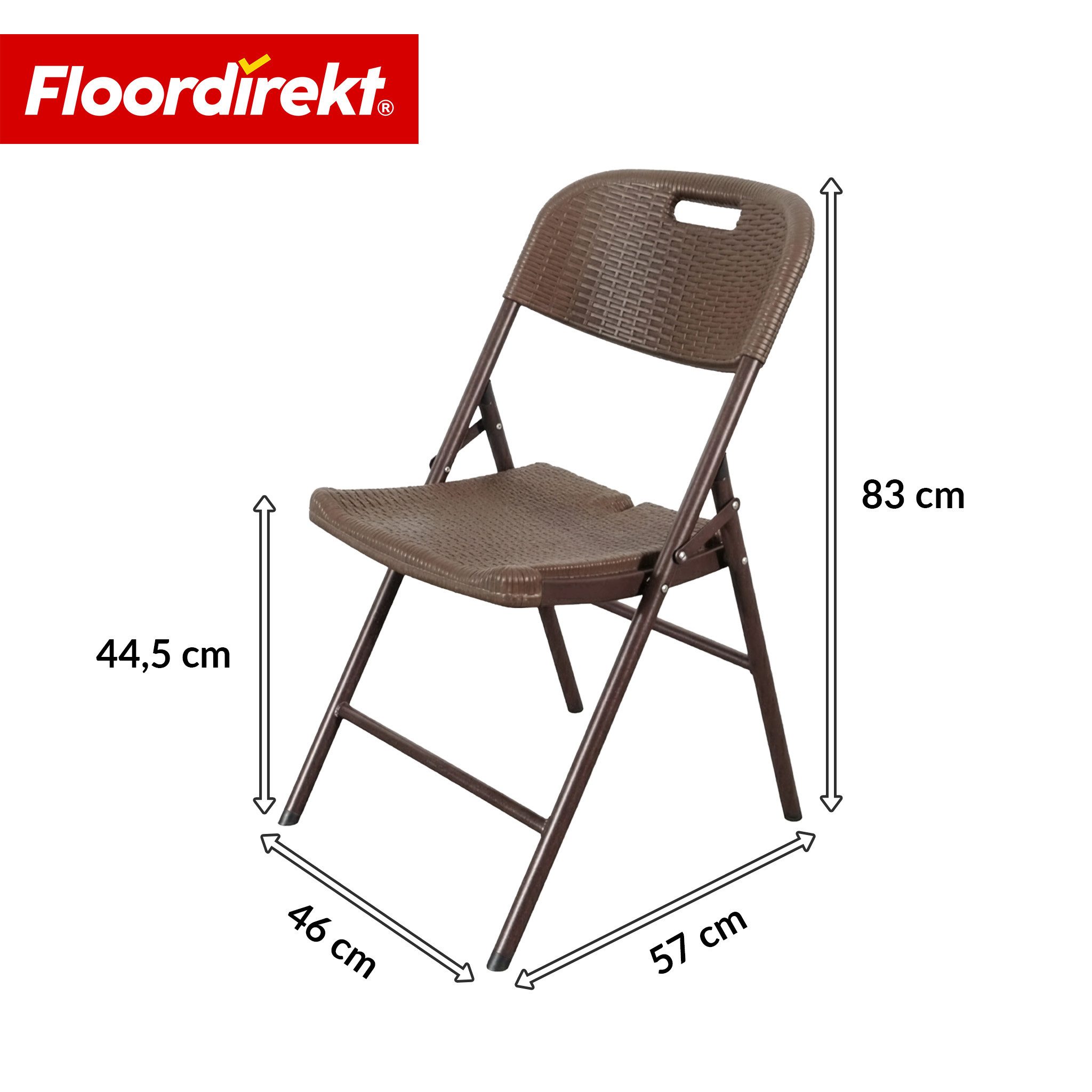 Floordirekt Gartenstuhl Klappstuhl Niigata klappbar im 2er Set braun Rattan-Optik wetterfest, Platzsparend zusammenklappbar & leicht zu transportieren