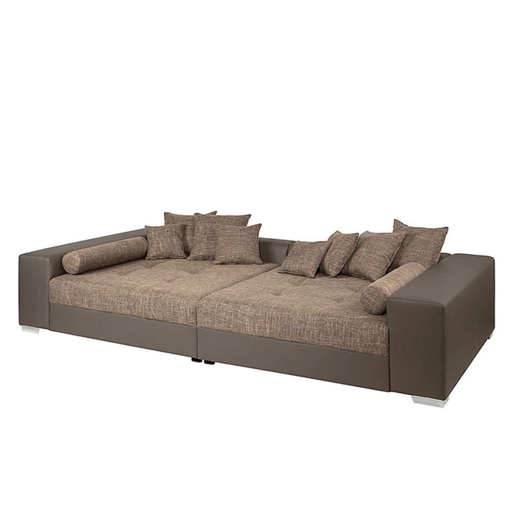 dynamic24 Big-Sofa, Big Sofa Kunstleder Couch 302x152cm Couchgarnitur  Wohnlandschaft Polster taupe grau braun