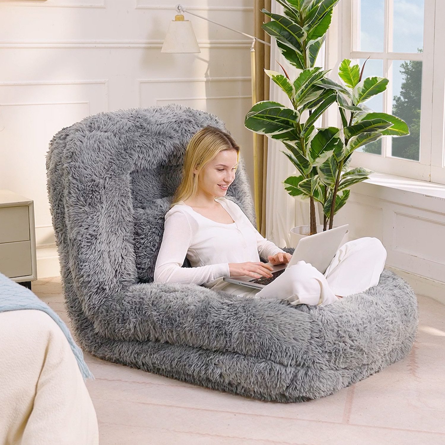 ANYSUN Sitzsack Relaxsessel Sofa Einzelsofa,faules Sofa,5-stufiges verstellbares, (Gaming-Stuhl auf Boden,Plüschstoff,Als Bodensofa), Wohnzimmer, geeignet für Gaming,Gästebett, Entspannung, Schlafzimmer