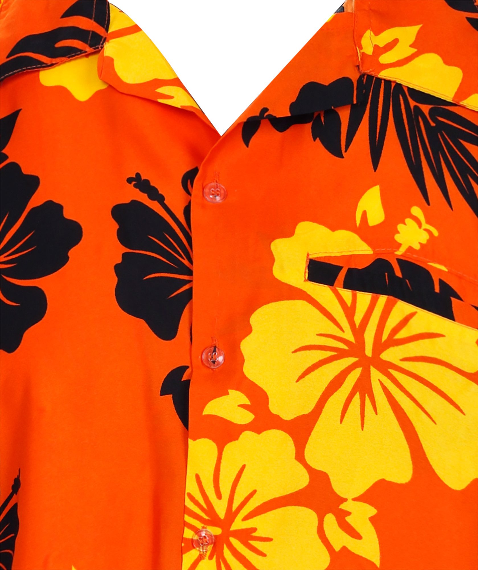 King Kameha Hawaiihemd Mono Hibiscus Funky Hawaii-Hemd Kurzarm Front-Tasche Stylish Unisex