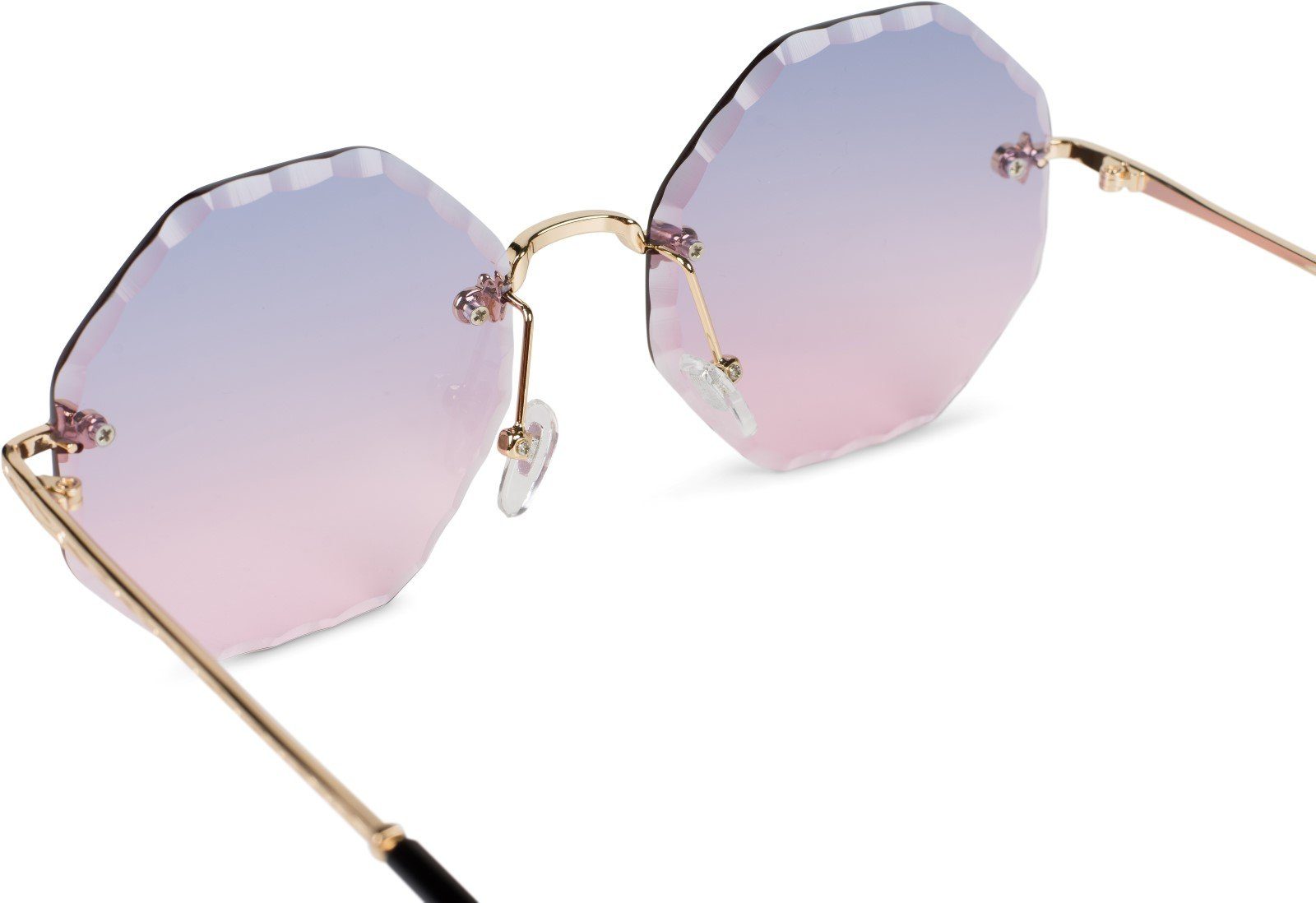 Glas Sonnenbrille Verlauf styleBREAKER Gestell / Getönt Blau-Rosa (1-St) Gold