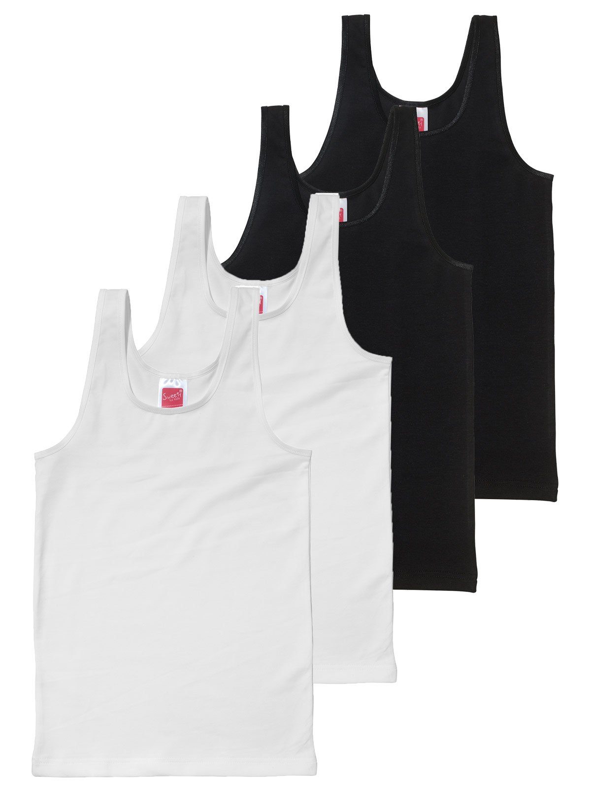 Markenqualität for Unterhemd 4-St) hohe Kids Sweety Sparpack Jersey Achselhemd schwarz Single 4er weiss Mädchen (Spar-Set,