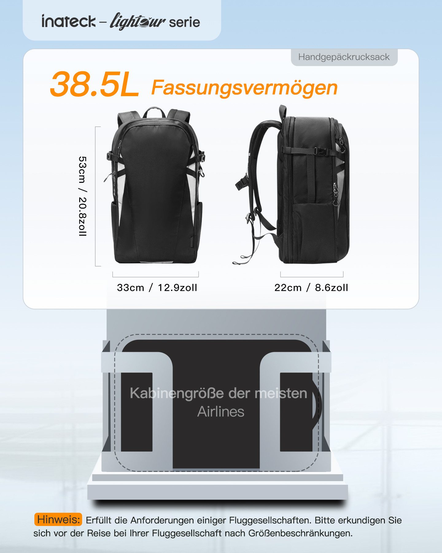 Inateck Laptoprucksack 38,5L Leichter Reiserucksack, TSA Freundlich Handgep günstig online kaufen