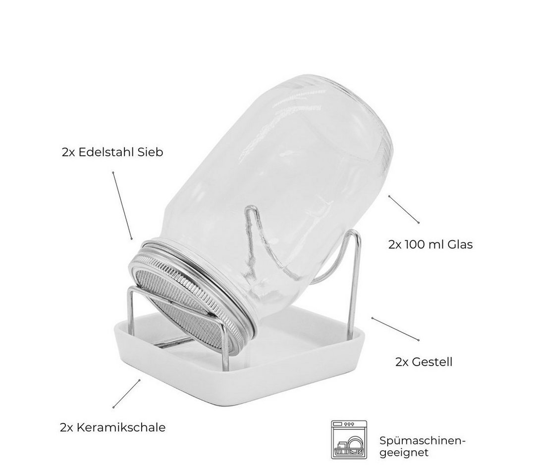 Thumbnail - Hellosprout Anzuchttopf Sprossenglas, Keimglas Set, Sprossengläser 2 x 1000 ml (Sprossen Anzuchtset, Keimglas für Spross...
